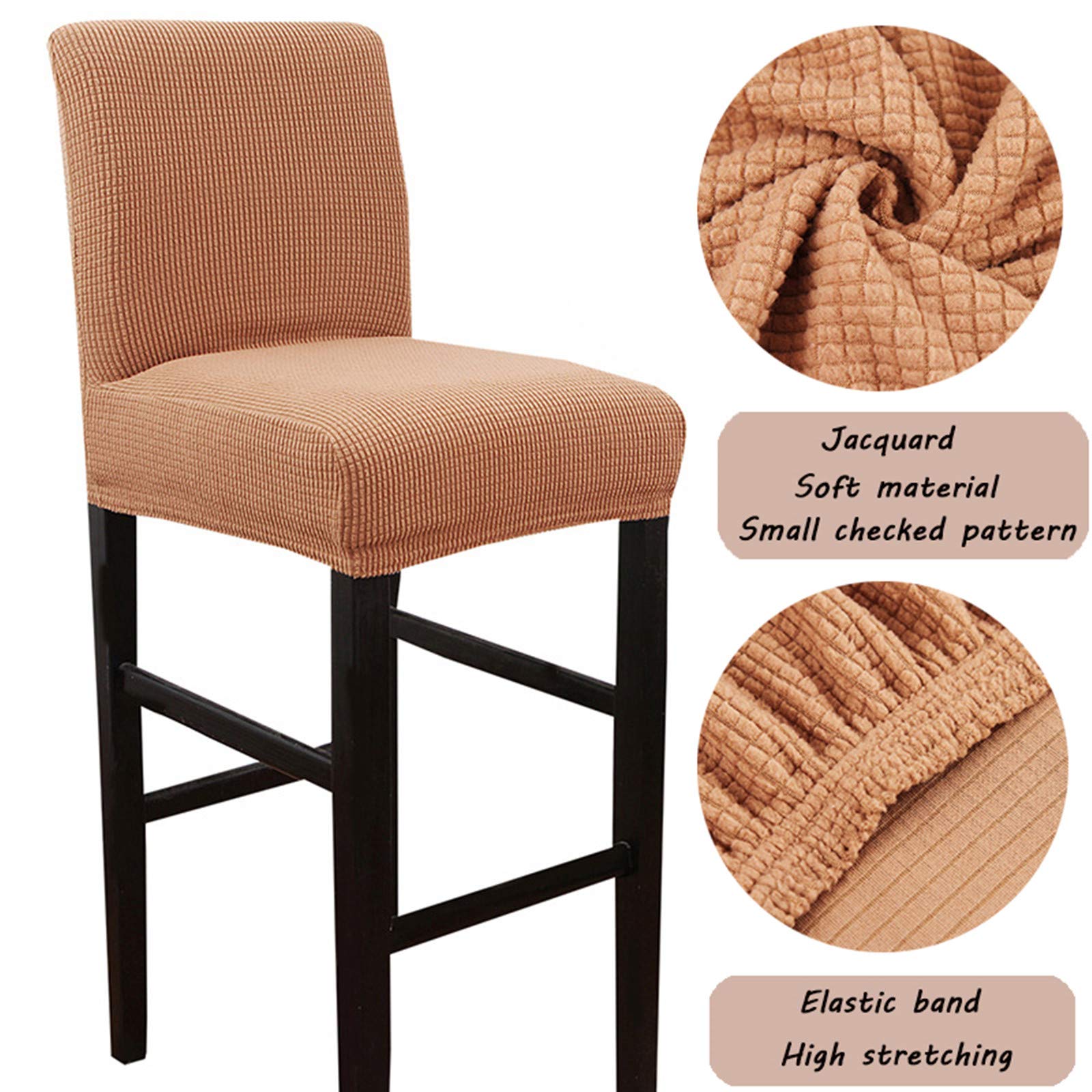 Stretch Soft Dining Chair Covers - Washable Bar Stool Slipcovers (2PCS, Dark Gray) - Perfect for Kitchen, Dining Room & Counter Stools