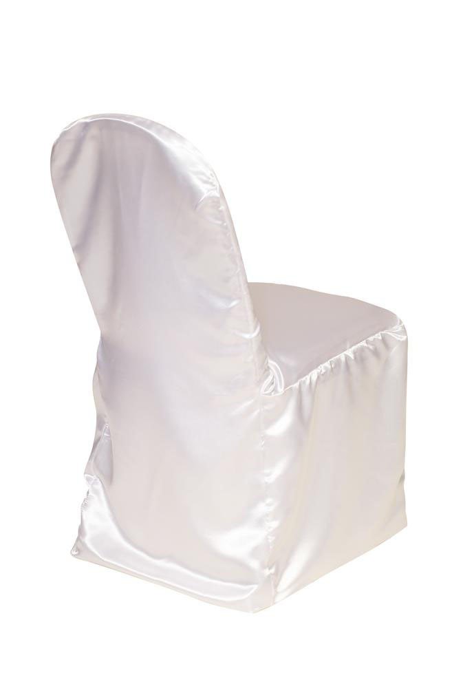 Premium Satin Banquet Chair Covers - White Fitted Seat Covers for Wedding, Party & Event Decor - Elegant Chair Protection for Banquets, Receptions & Special Occasions