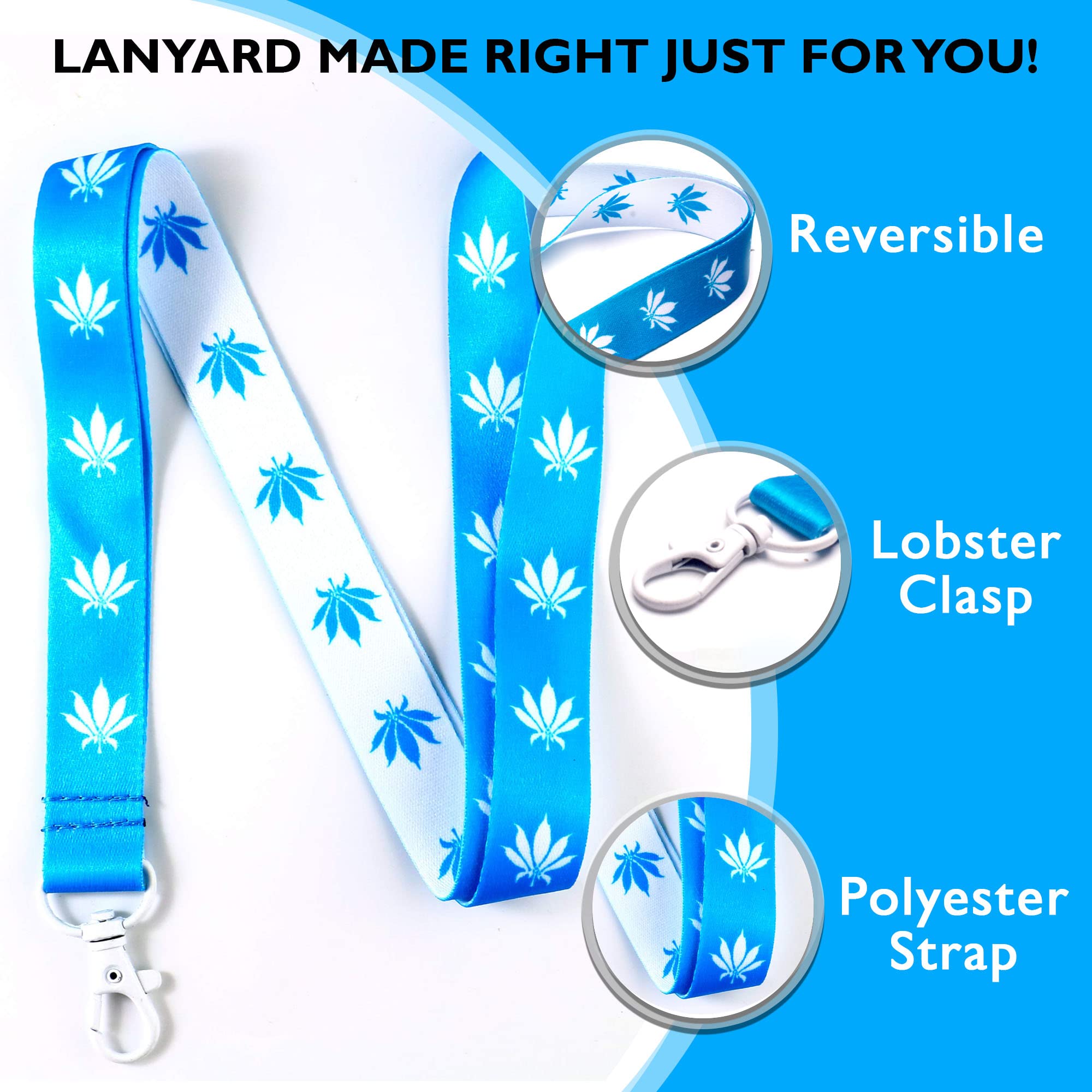 EASTEX Marijuana Leaf Lanyard Keychain - Weed Vape ID Holder for Keys & Badges - Adjustable Keychain for Men & Women - Perfect for Work, Festivals & Cannabis Events