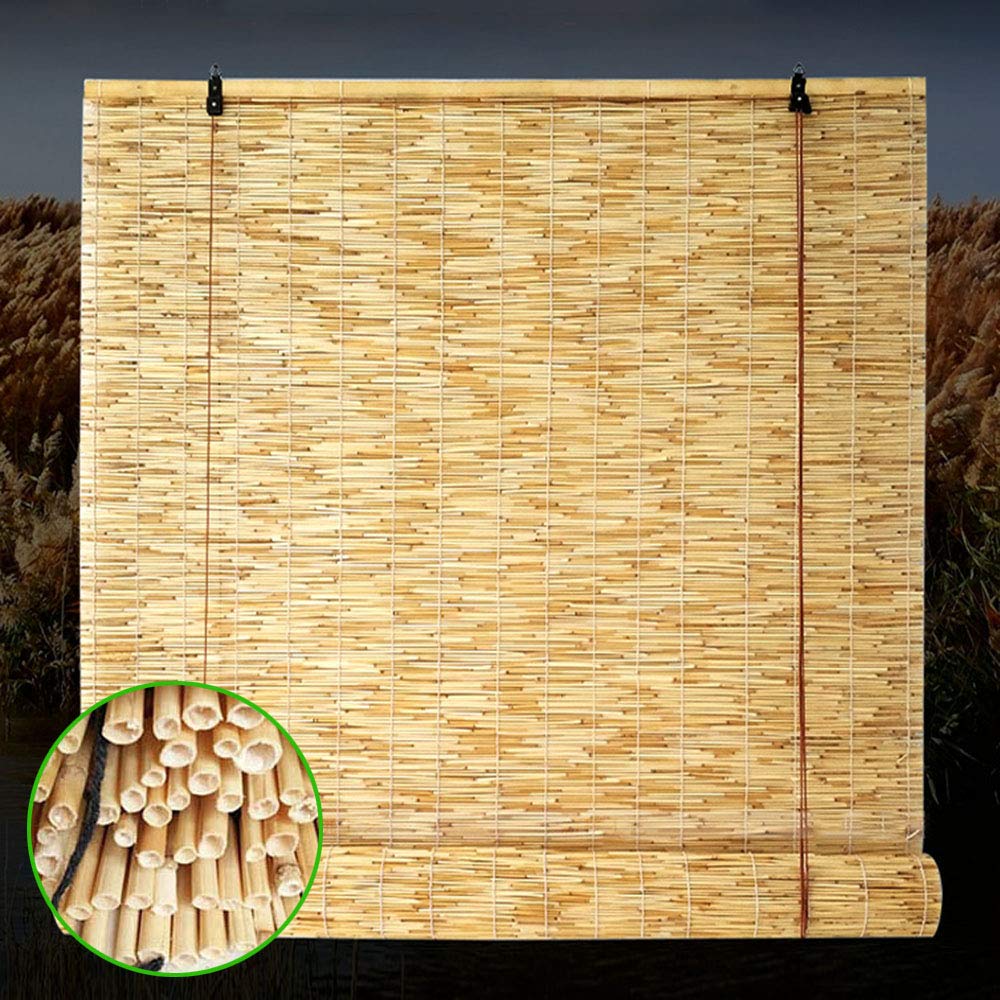 Bamboo Roll Up Window Blinds - Sunscreen Roller Shade for Light Filtering | Indoor/Outdoor Use | Perfect for Patio, Living Room & Bedroom (57