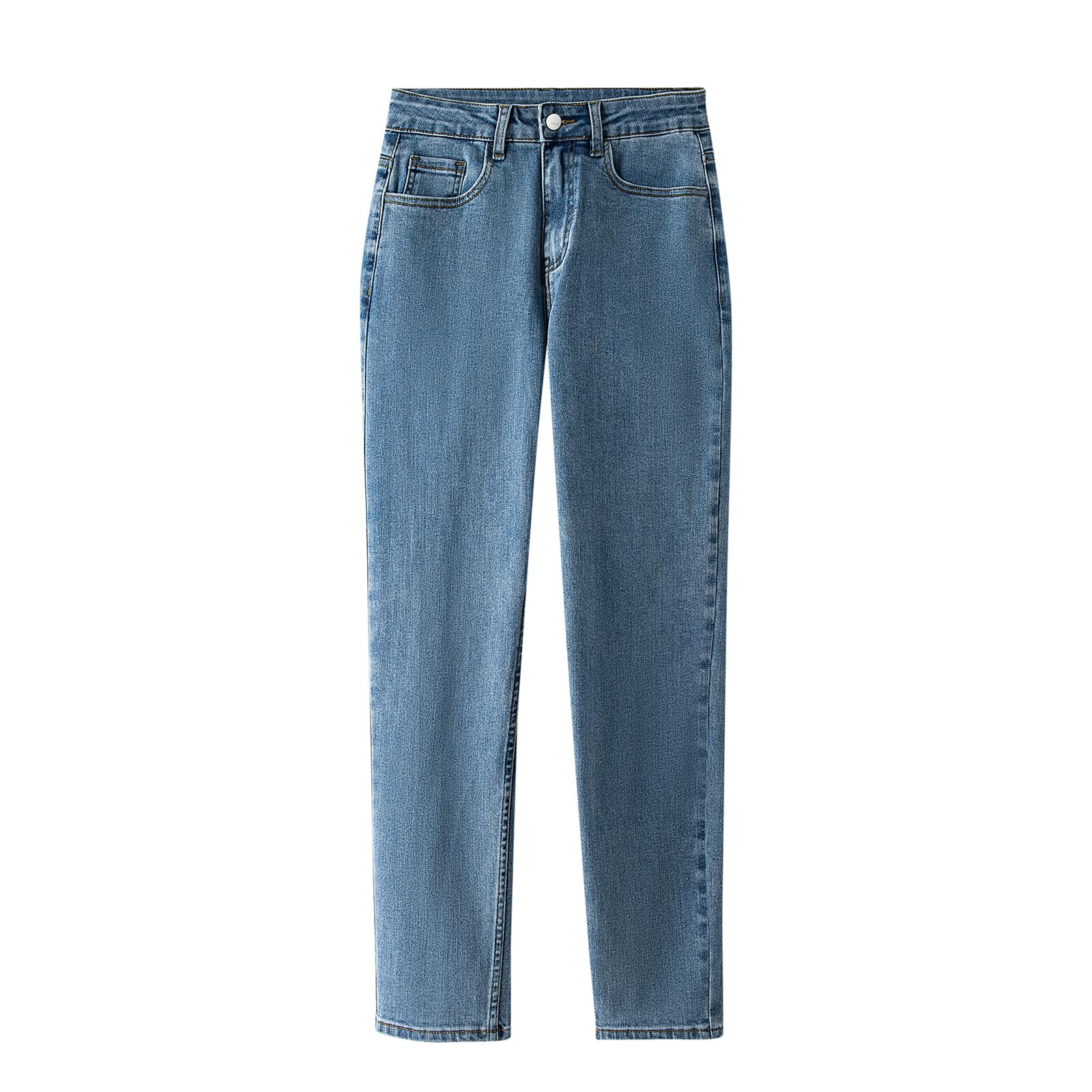 LEIJIJEANS Women's Plus Size Straight Leg Jeans - Blue Stretch Denim High Waist Slim Fit Pants for Curvy Women | Perfect for Casual Wear, Office & Everyday Comfort