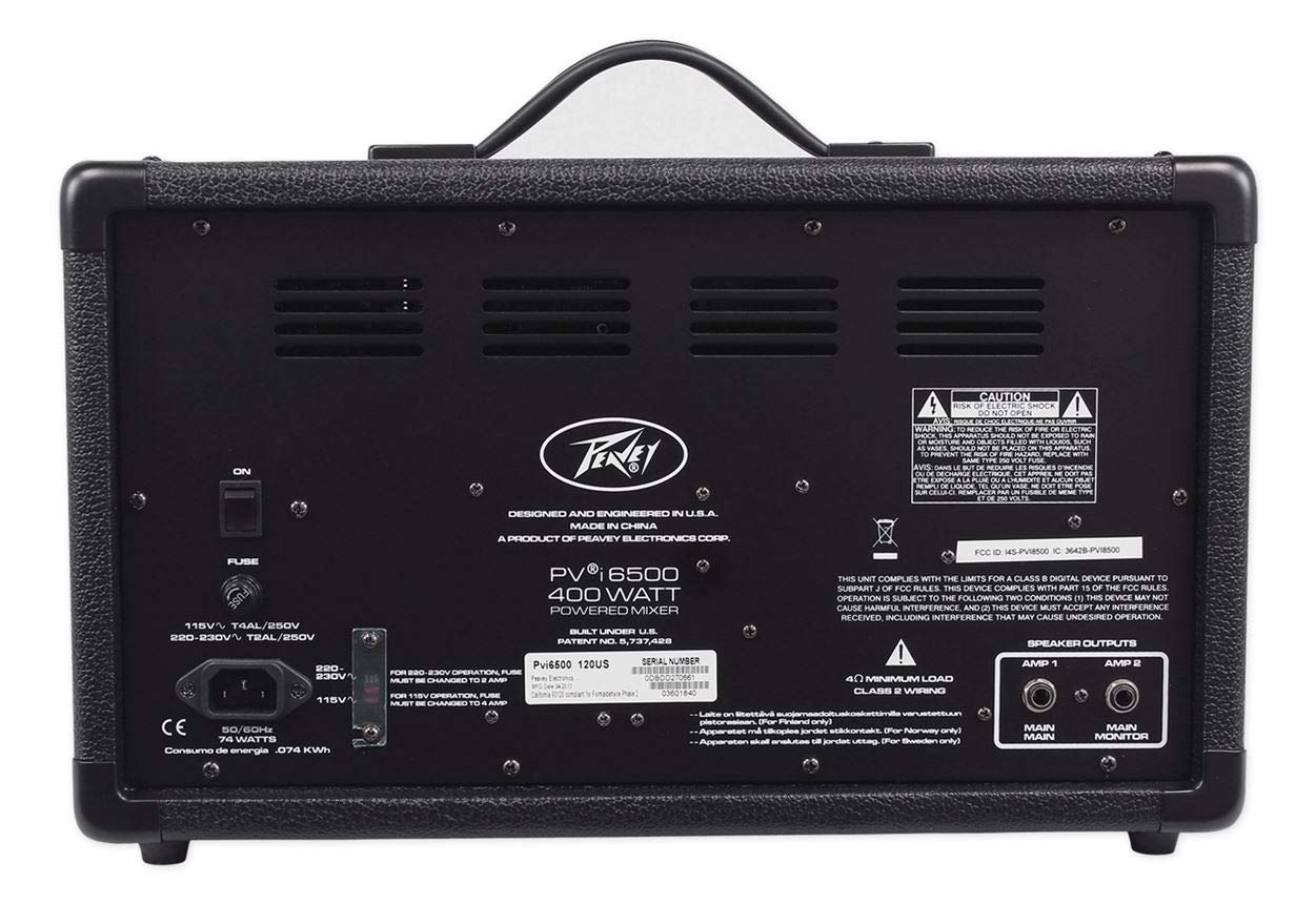 Peavey PVI6500 400W 6-Channel Powered Live Sound Mixer with PVI10 Speakers, Stands & Cables - Perfect for Live Performances, DJ Gigs & Studio Recording
