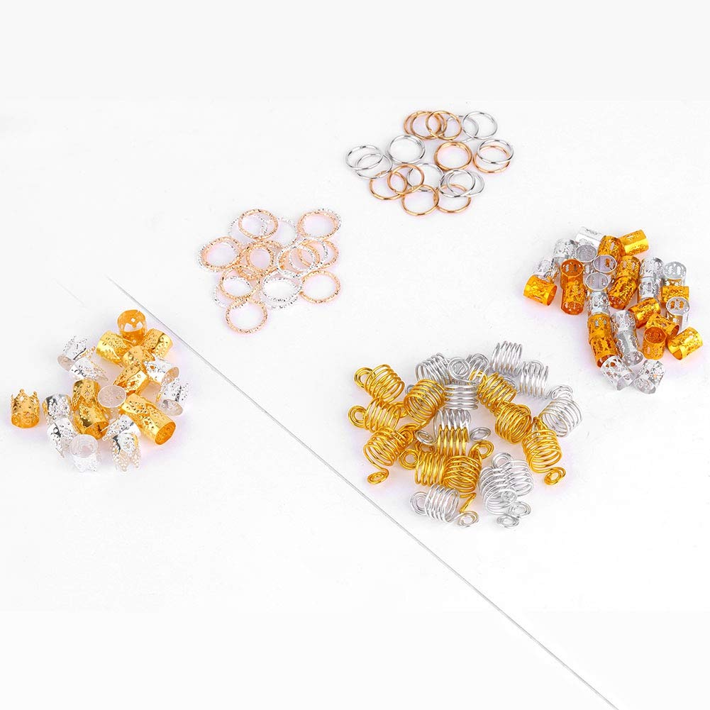 212 PCS Gold Hair Beads for Braiding & Locs - 14 Styles Hair Jewelry Accessories Kit for DIY Hair Styling, Perfect for Weddings, Parties & Everyday Fashion