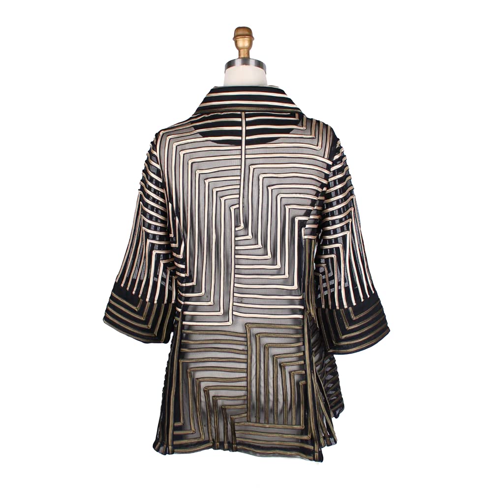 Geometric Soutache Embroidered Women's Jacket - Elegant Boho Chic Outerwear for Casual Wear & Special Occasions