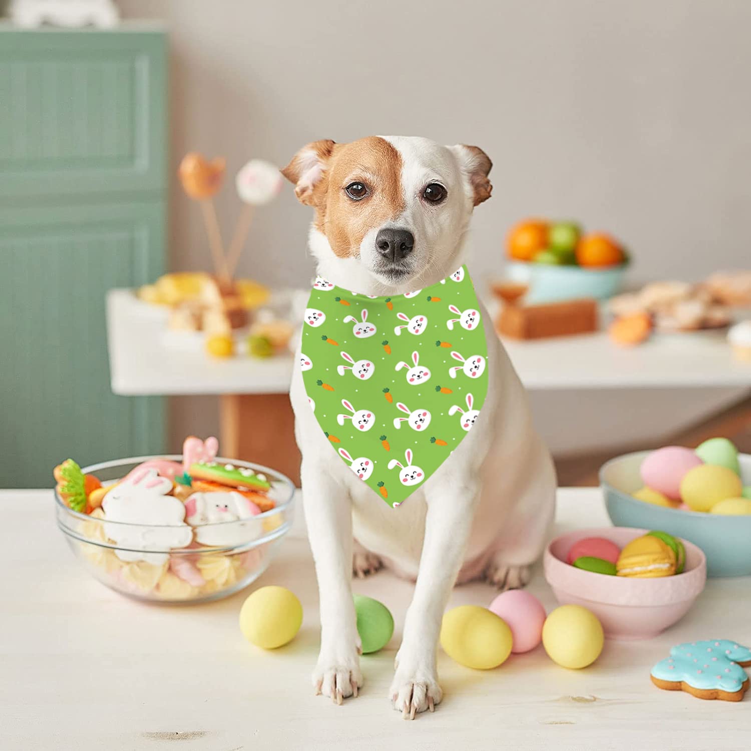 Easter Dog Bandanas - 2 Pack Adjustable Reversible Pet Scarf for Small Medium Large Dogs - Cute Puppy Easter Costume Accessories for Holiday Photos & Spring Outings
