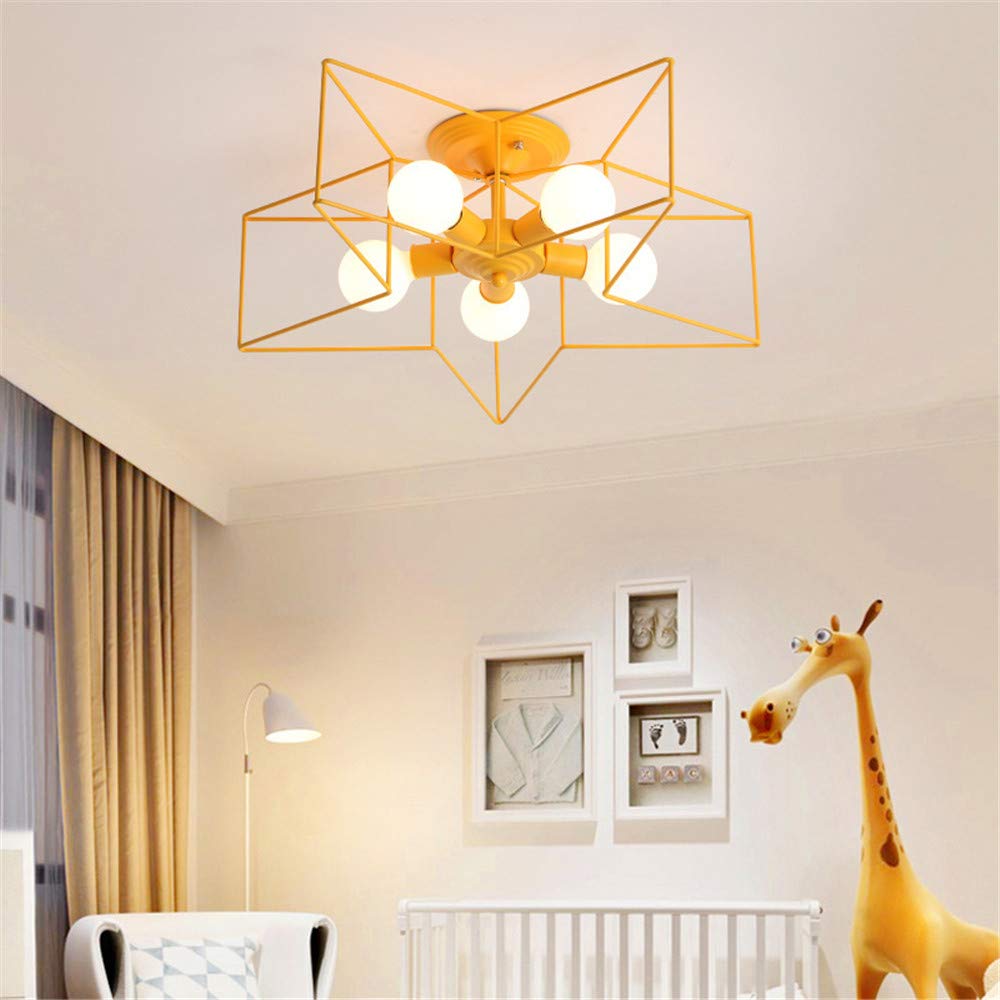 KWOKING 5-Light Flush Mount Ceiling Fixture - Modern Industrial Star Design for Bedroom, Hallway & Living Room - Energy Efficient LED Lighting for Home Decor | Perfect for Kids Rooms, Nursery & Modern Interiors