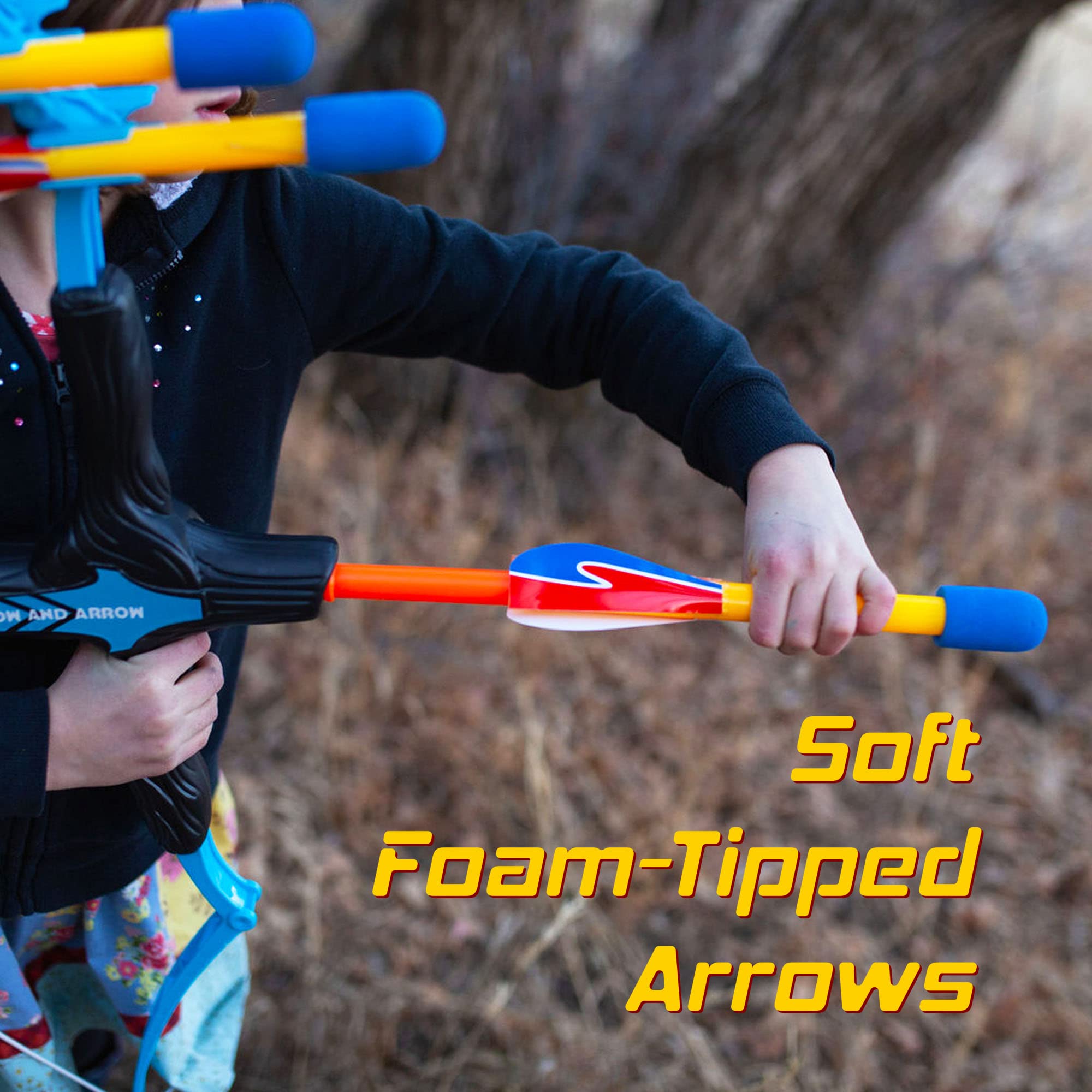 Kids Archery Set with Bounce Bow & Arrow - Safe Foam Toy for Ages 8-12 - Includes Target Poster & 6 Arrows - Perfect Outdoor Game for Birthday, Christmas Gifts - Fun Backyard Activity for Boys and Girls
