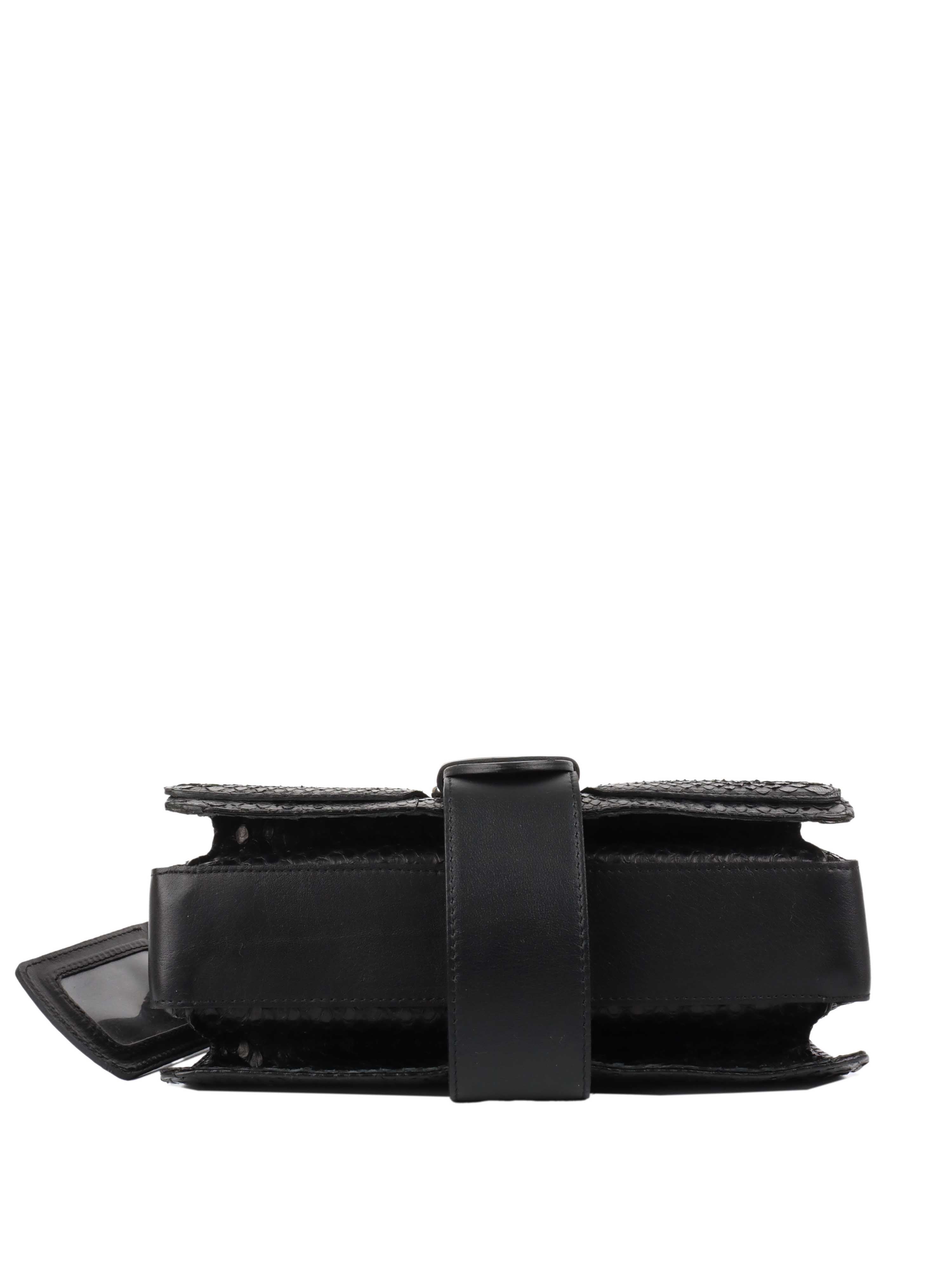 Chloe Black Python Leather Shoulder Bag for Women - Luxury Designer Handbag for Work, Travel & Evening Events