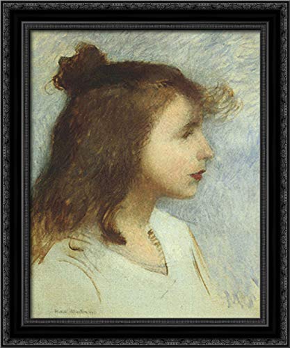Henri Martin Young Girl Sketch - 20x24 Black Ornate Wood Framed Canvas Art - Perfect for Living Room, Bedroom & Office Wall Decor