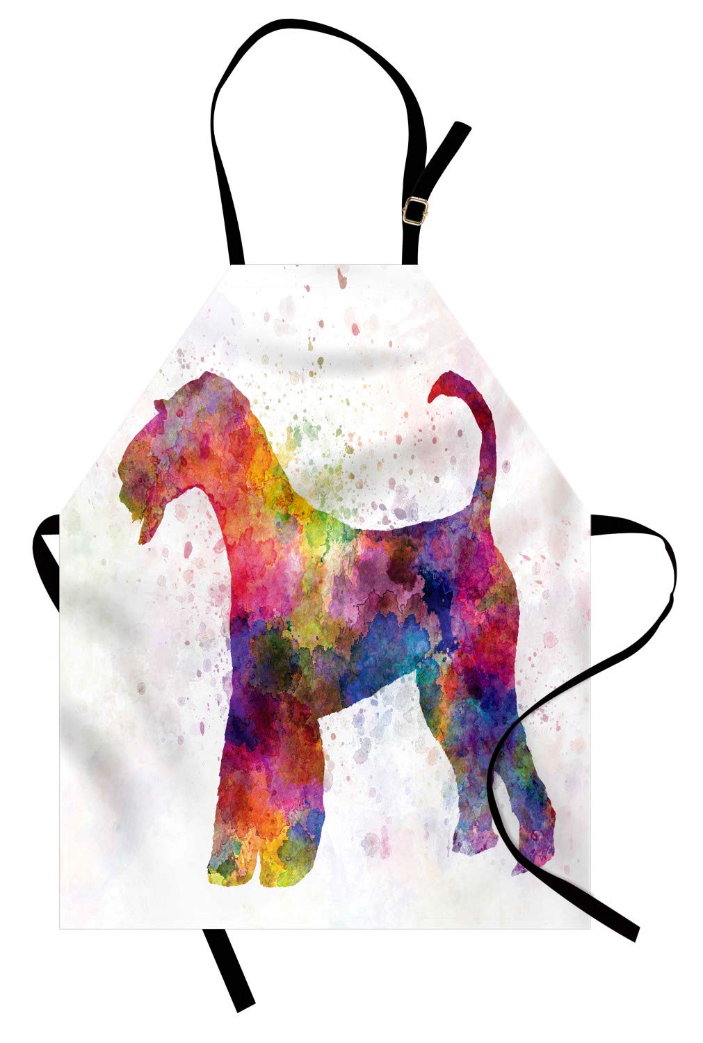 Funny Airedale Apron with Watercolor Splash - Unisex Kitchen Bib for Cooking & Gardening