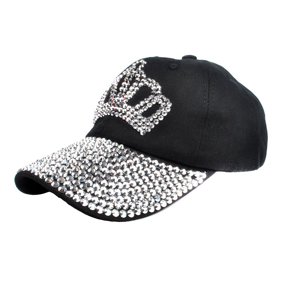Sparkling Rhinestone Crown Baseball Cap for Women - Adjustable Denim Golf Hat with Jeans Wash Design | Perfect for Casual Wear, Golfing & Outdoor Activities