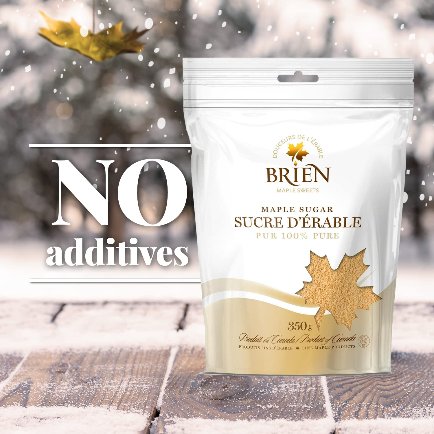 Brien Pure Maple Sugar - Natural Granulated Sweetener | Vegan, Paleo Friendly, Dairy-Free | Grade A Maple Syrup | 12.3 Oz - Perfect for Baking, Coffee, Tea & Healthy Recipes