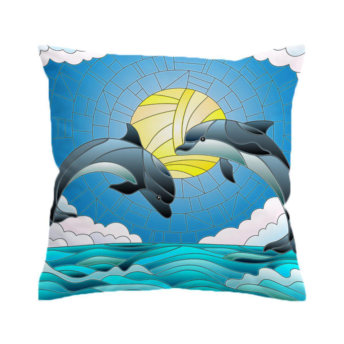 Dolphin Print Pillow Cover - Soft Decorative Cushion Case for Home, Bedroom, Sofa - Perfect for Kids' Room, Nursery, or Beach Themed Decor