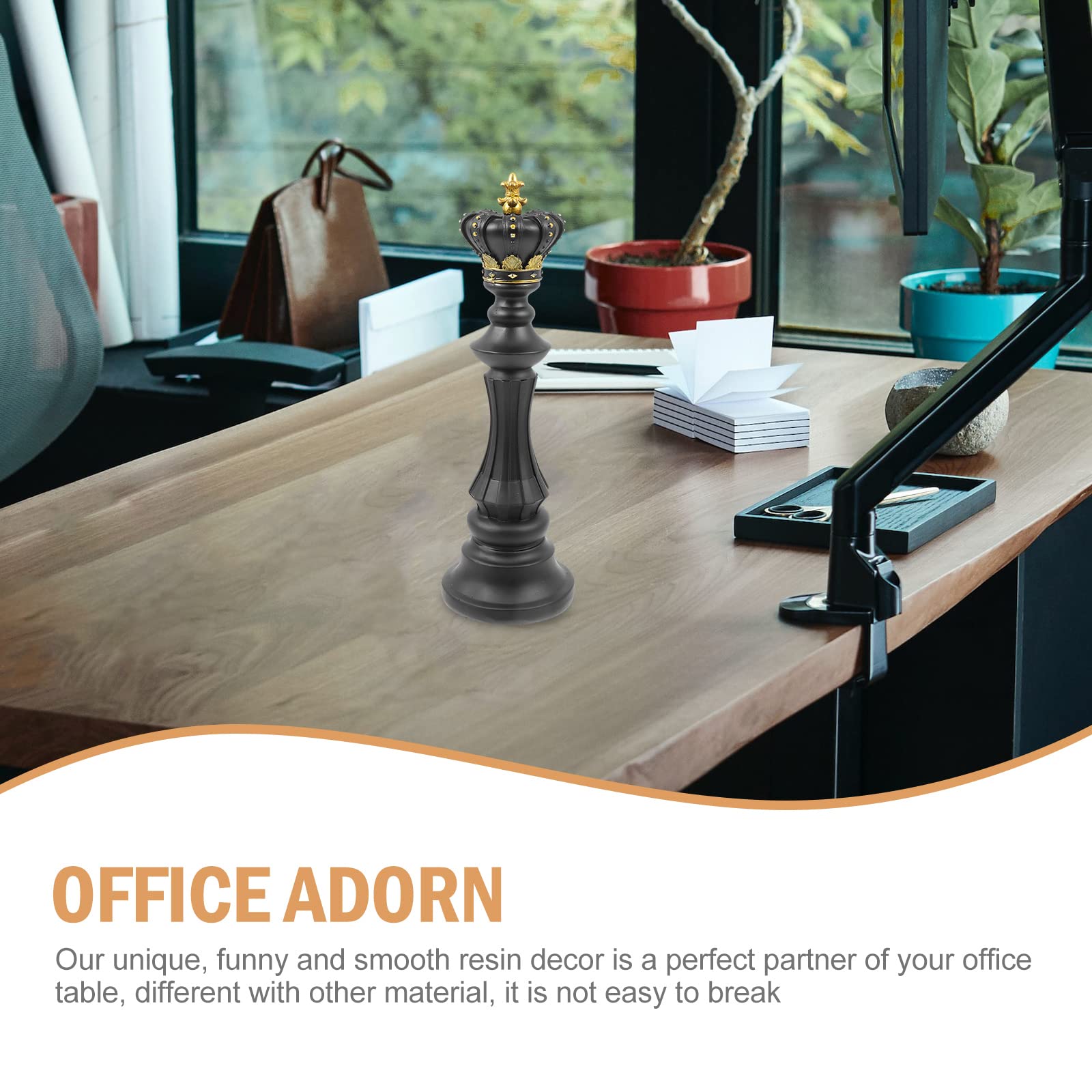 BESPORTBLE Black Resin Chess King Decor - Elegant Office, Hotel & Home Desktop Ornament for Chess Lovers | Perfect for Game Rooms, Office Desks & Luxury Home Decor