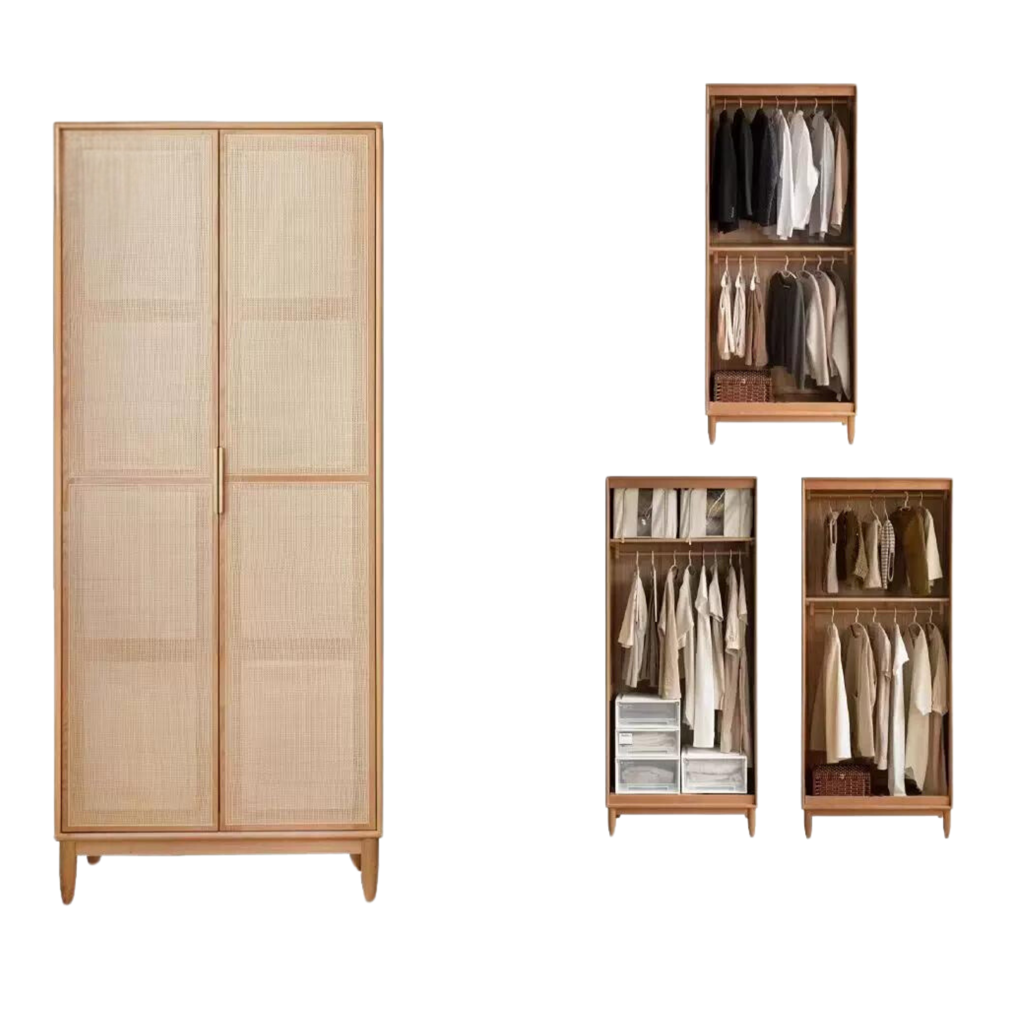 35.4x21.7x84.3inch / 90x55x214сm /  Natural wood color / rattan two-door model A