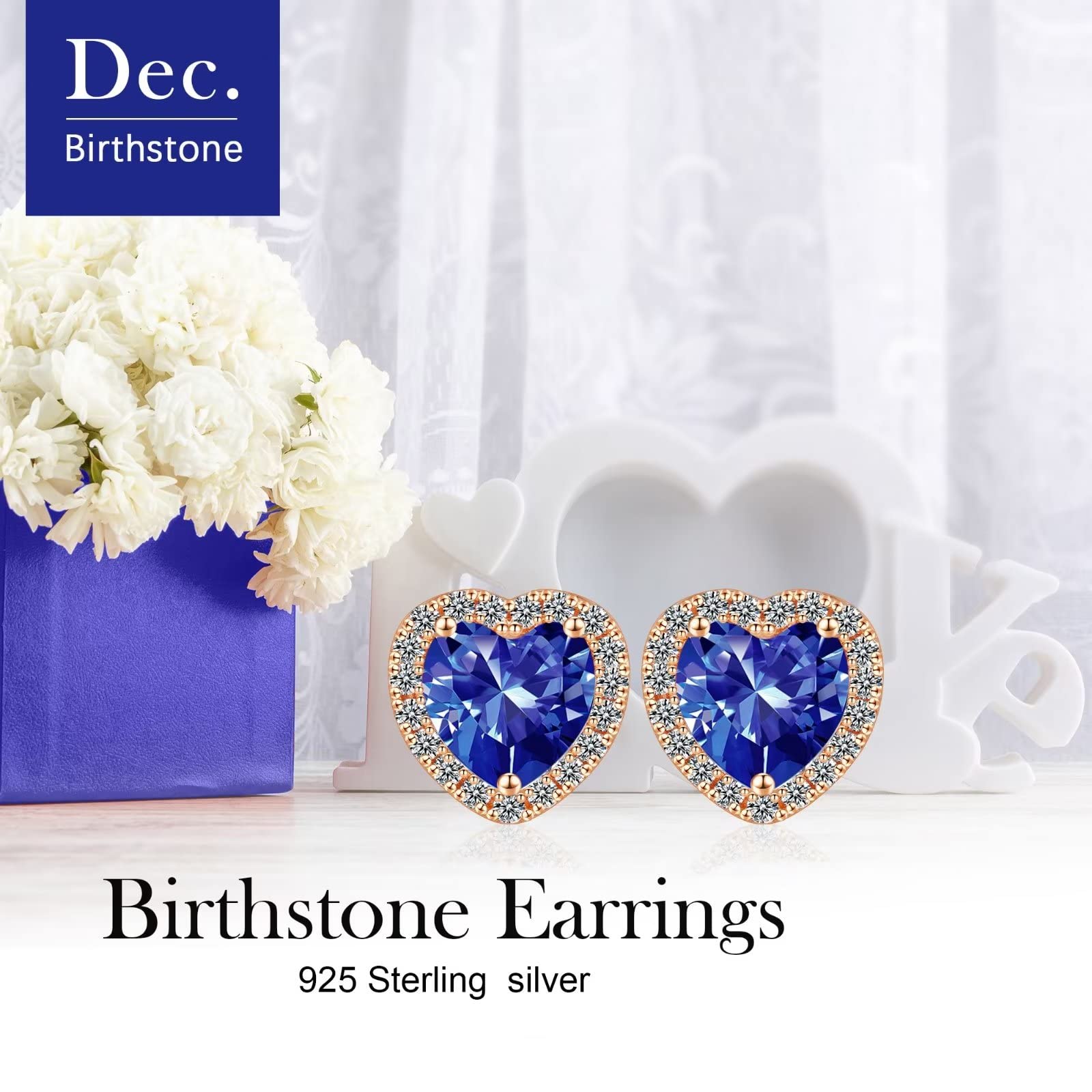 Sterling Silver Birthstone Stud Earrings for Women - Elegant Jewelry Gifts for Wife, Mom, Girlfriend | Perfect for Anniversary, Christmas, Mother's Day & Birthday | Everyday Wear & Special Occasions