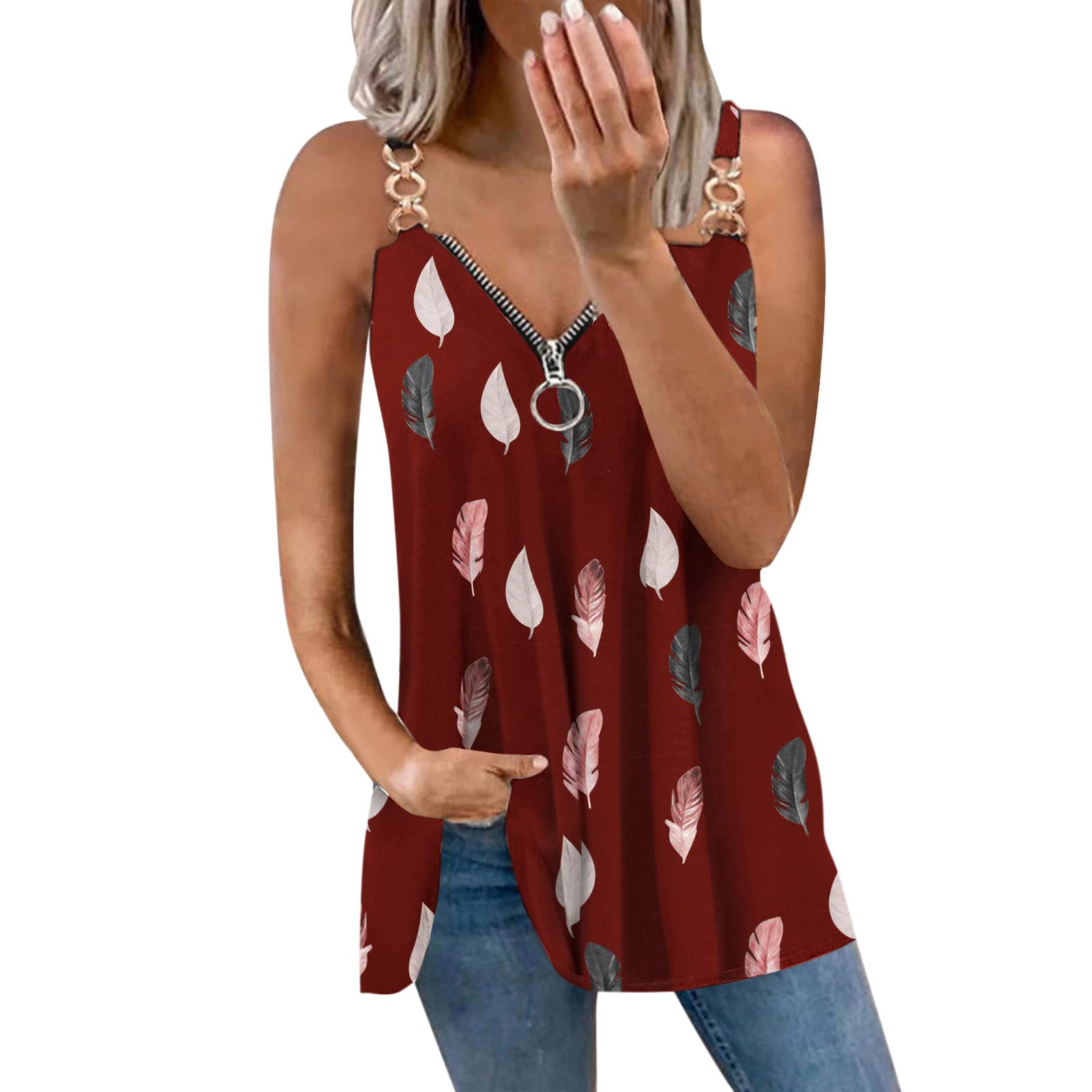 Plus Size Women's Summer Sleeveless V-Neck Casual Tank Top - Loose Fit Basic Shirt for Beach, Travel & Everyday Wear