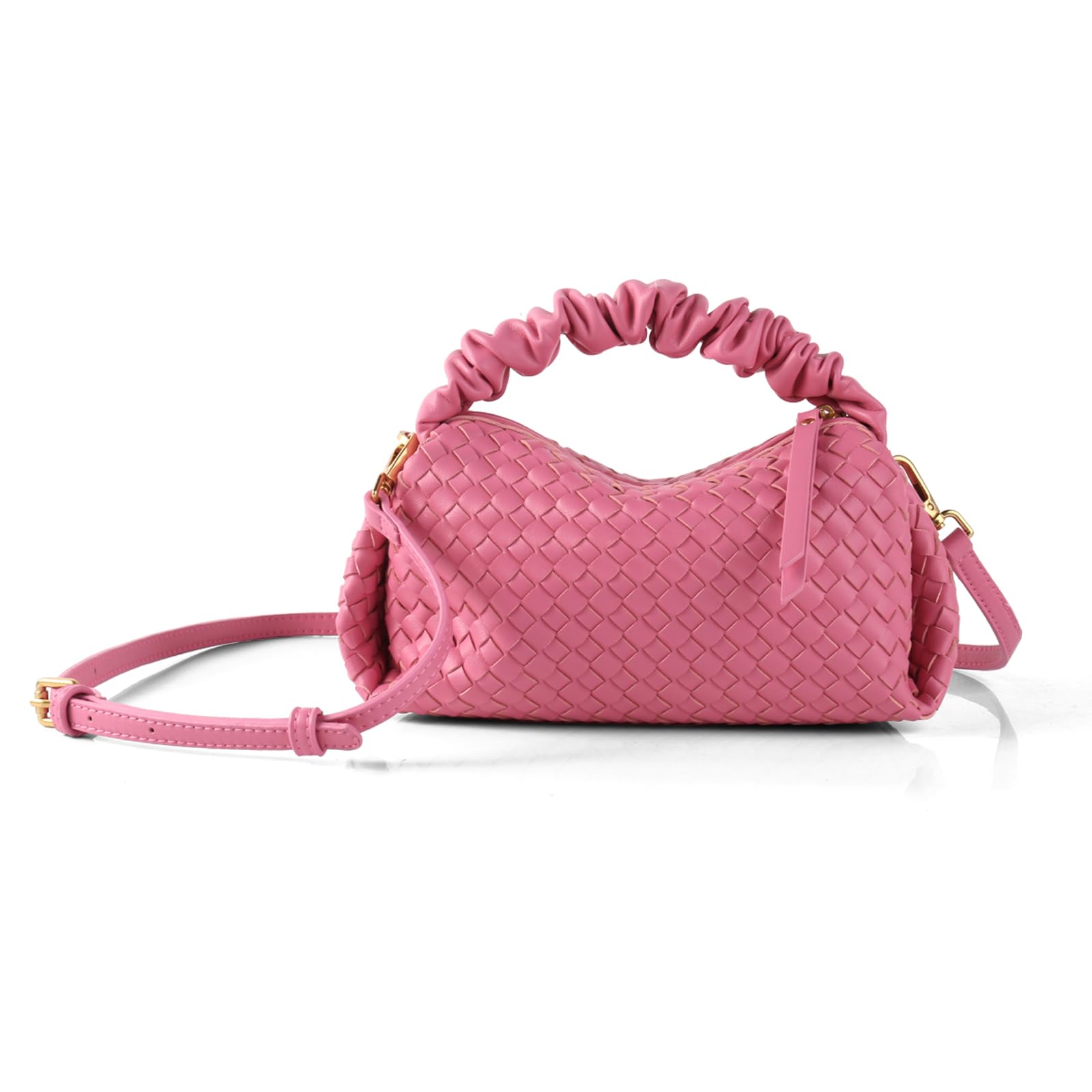 SHARPAD Women's Woven Vegan Leather Crossbody Bag - Detachable Strap Shoulder Purse & Weave Wristlet Clutch | Perfect for Work, Travel & Evening Events
