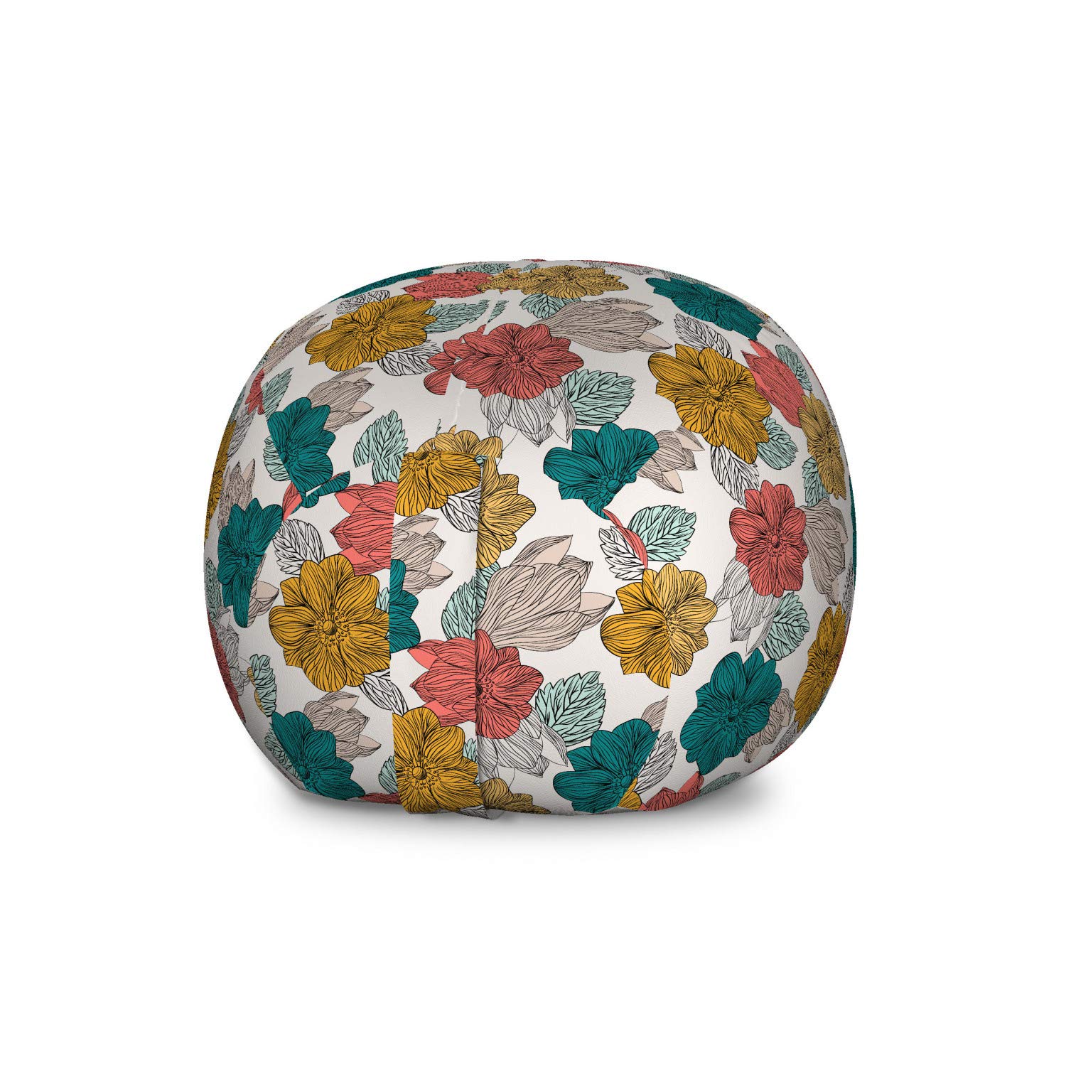 Ambesonne Floral Storage Toy Bag Chair - Pastel Flower Design, Large Washable Stuffed Animal Organizer for Kids Room, Nursery & Playroom | Perfect for Toy Storage, Reading Nook & Home Decor
