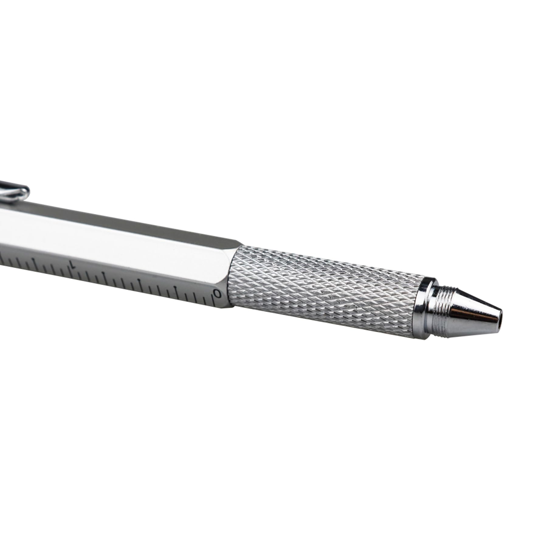 DUNBONG 6-in-1 Multi-Tool Pen with Screwdriver, Ballpoint Pen, Stylus, Level & Ruler - Silver (1 Count) - Perfect for DIY, Office Work, Camping & Everyday Carry