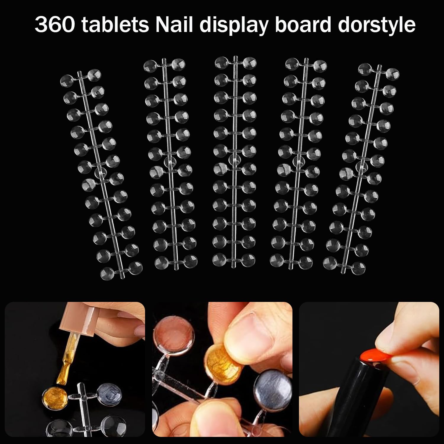360pcs Nail Polish Swatch Dots - Round False Nail Display Tips with Adhesive Sticker | Nail Color Display Chart for Training & Practicing | Perfect for Salon, DIY Manicures & Nail Art Design