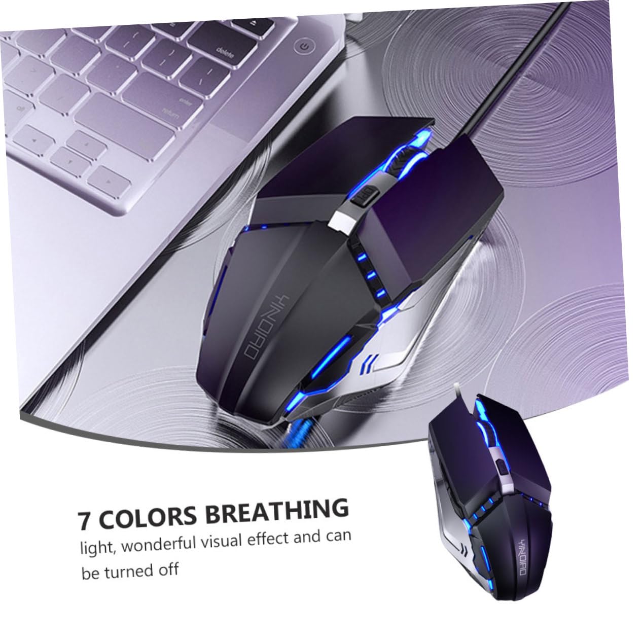 HEMOTON Silent Wired Mouse - Ultra Quiet USB Optical Mouse for Computer, Laptop, PC - Ergonomic Design for Office Work, Gaming & Travel Use