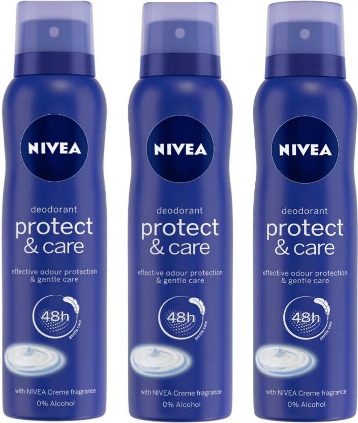 NIVEA Protect & Care Deodorant Spray for Women - 3 Pack (450ml Each) | Long-Lasting Freshness & 48H Protection | Ideal for Gym, Work & Daily Use