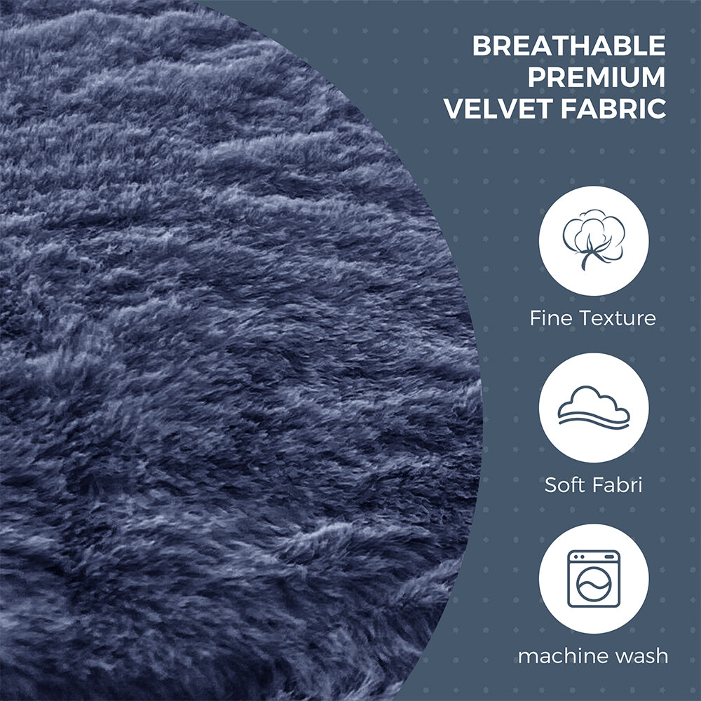 MAXYOYO Giant Faux Fur Bean Bag Chair - Convertible to Floor Mattress Bed | Ultra Soft Blue Oversized Lounge Chair for Adults & Teens | Perfect for Living Room, Bedroom, Dorm & Game Room Relaxation
