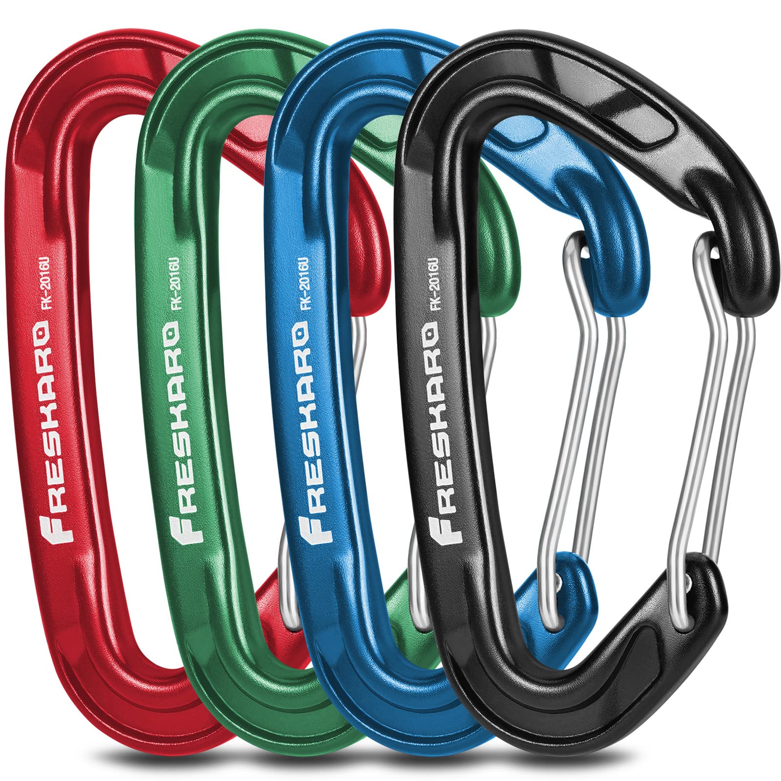 FresKaro 15kN-3372lbs Heavy Duty Wiregate Carabiners - Premium Stainless Steel Spring Gate for Camping, Hiking, Hammocks & Outdoor Gear - 3.15 Inch Climbing Carabiner for Backpacking, Dog Leash & Safety Equipment
