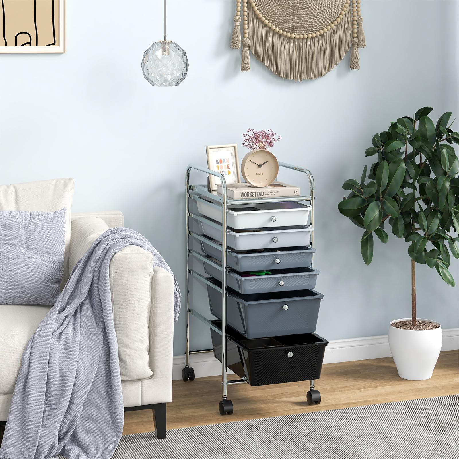 **6-Drawer Rolling Utility Cart with Lockable Wheels - Mobile Storage Organizer for Art Supplies, Classroom, Office & Scrapbooking (Black)**    *Perfect for organizing art supplies, classroom essentials, office documents, and scrapbooking materials with easy mobility.*