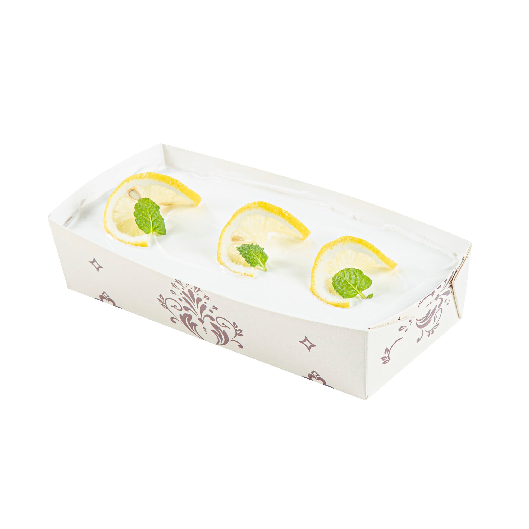 Bake Tek 14 oz Beige Vintage Floral Paper Baking Trays - Greaseproof & Eco-Friendly - 7.75