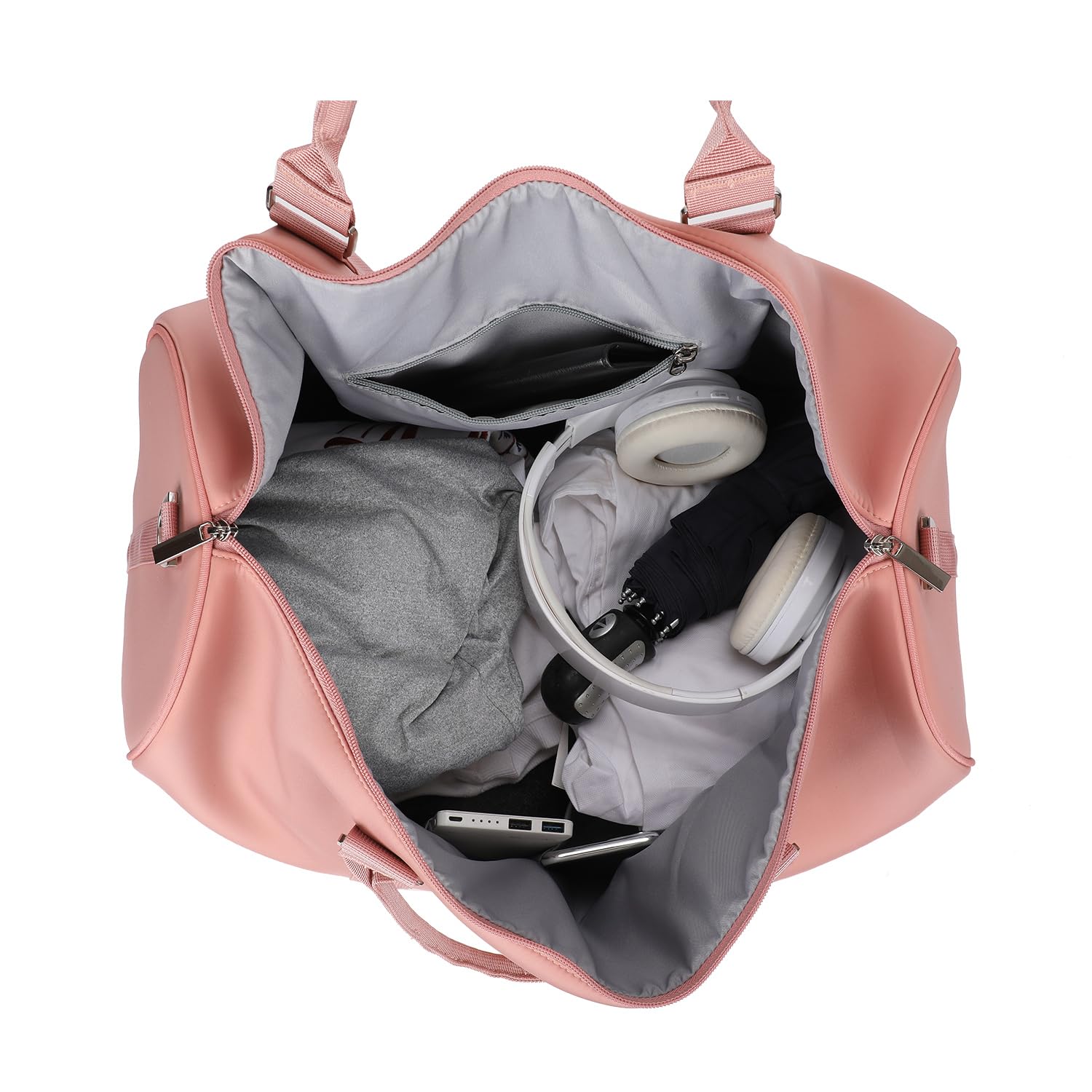 Premium Neoprene Weekender Duffle Bag for Women - Waterproof Travel Carry On & Overnight Bag (Rose Gold, 22x10x13 Inches) - Gym, Beach, Weekend Getaways & Business Trips