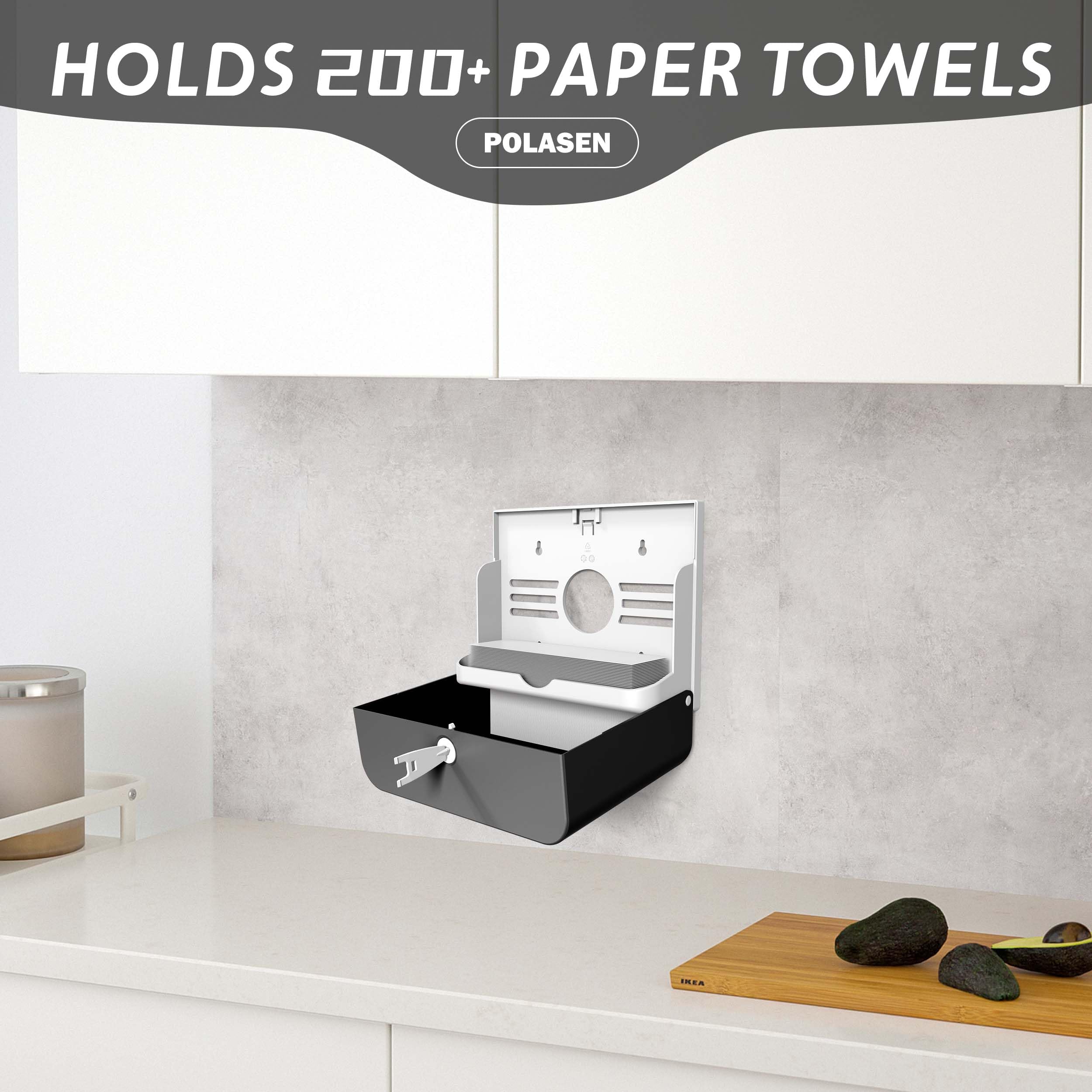 Commercial Paper Towel Dispenser Wall Mount - Heavy Duty Black Classic Key Lock for 10