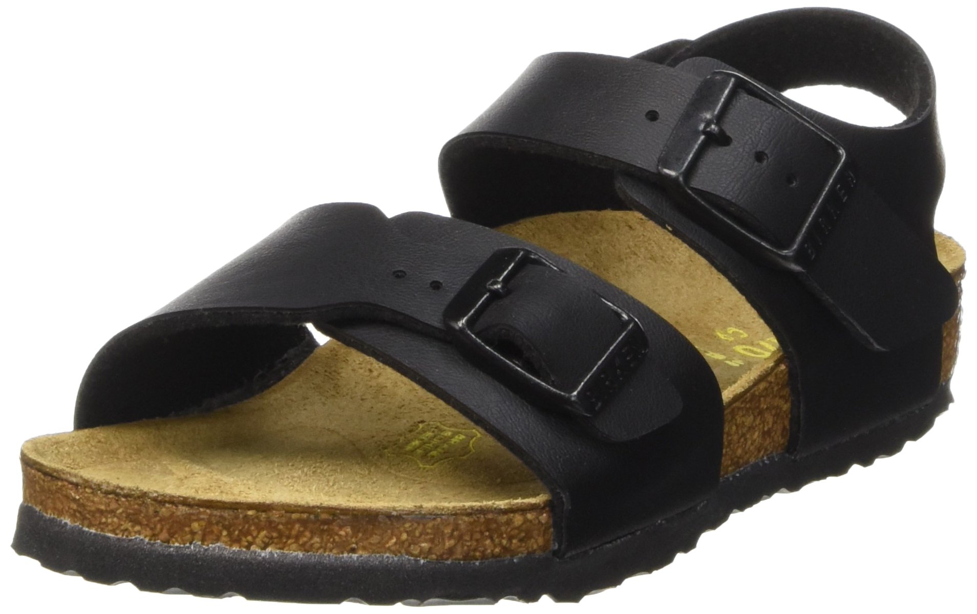 Birkenstock Boys' Adjustable Ankle Strap Sandals with Bracelet - Black Leather Comfort Footwear - EU Size 37 - Perfect for Summer Outings, Beach Trips & Casual Wear
