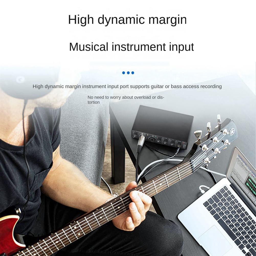 Casstad 4 Channel USB Audio Interface - Plug & Play Driver-Free Sound Card with Recording Function for Singing, Podcasting & Music Production - Perfect for Home Studio & Live Performances