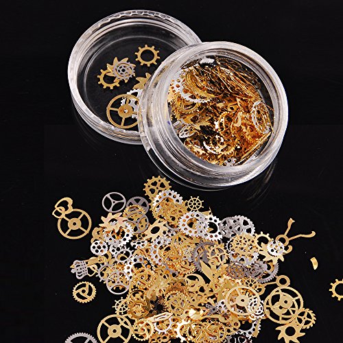 1 Box Nail Art Decorations - Alloy Thin Sheet Gears Design Charms & Rhinestones for Manicure | DIY Nail Accessories for Beauty & Salon Use | Perfect for Nail Art, Home Manicures & Professional Nail Salons
