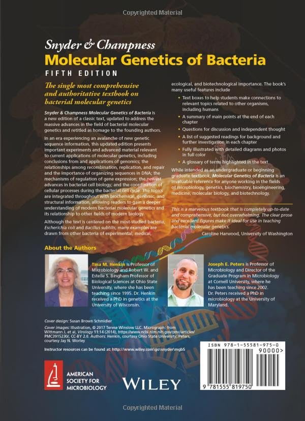 Snyder and Champness Molecular Genetics of Bacteria (ASM Books) - Essential Textbook for Microbiology Students & Researchers | Study Bacterial DNA, Gene Regulation & Microbial Evolution | Perfect for University Courses & Lab Research