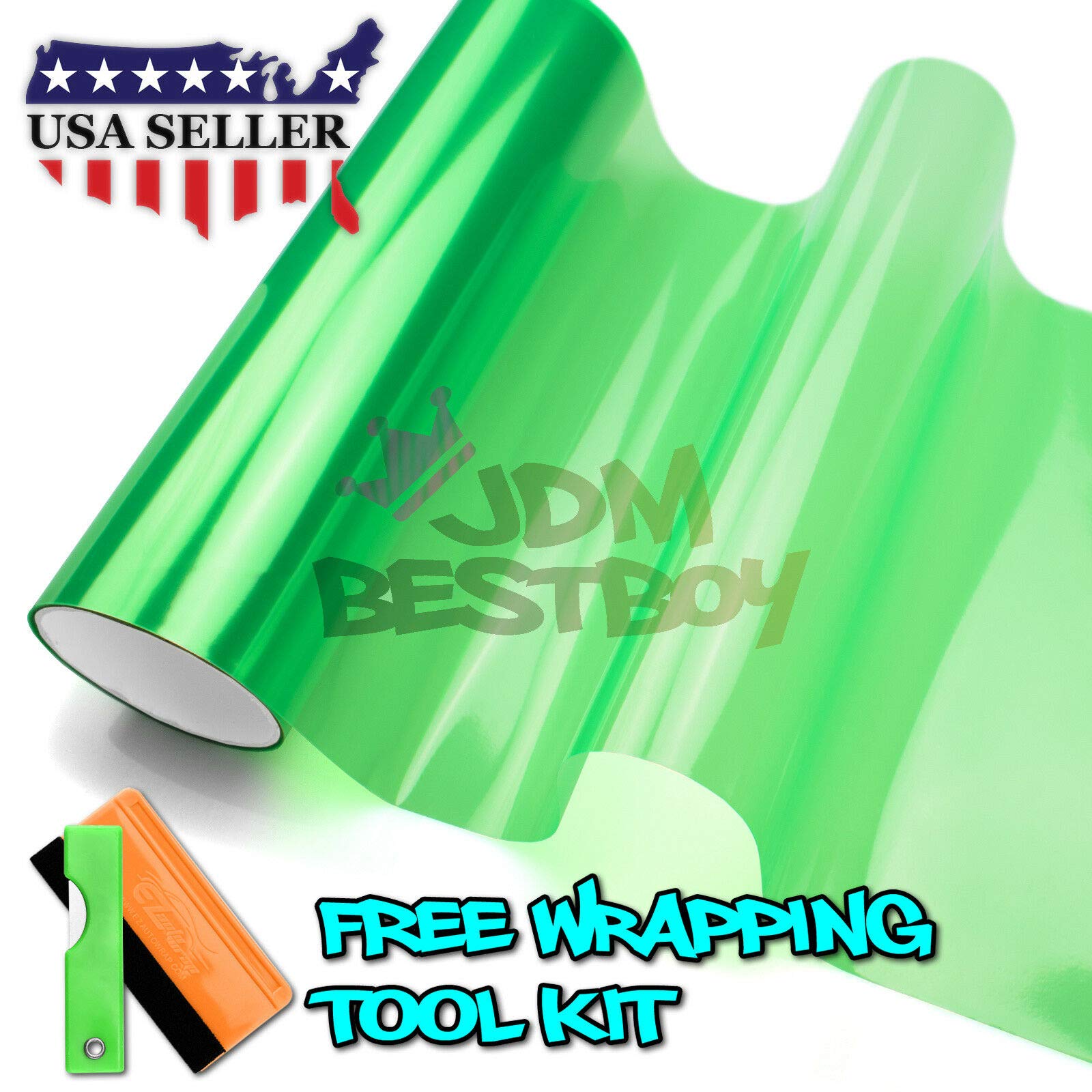 JDM Green Self-Adhesive Vinyl Film for Headlights, Tail Lights & Fog Lights - Medium 12