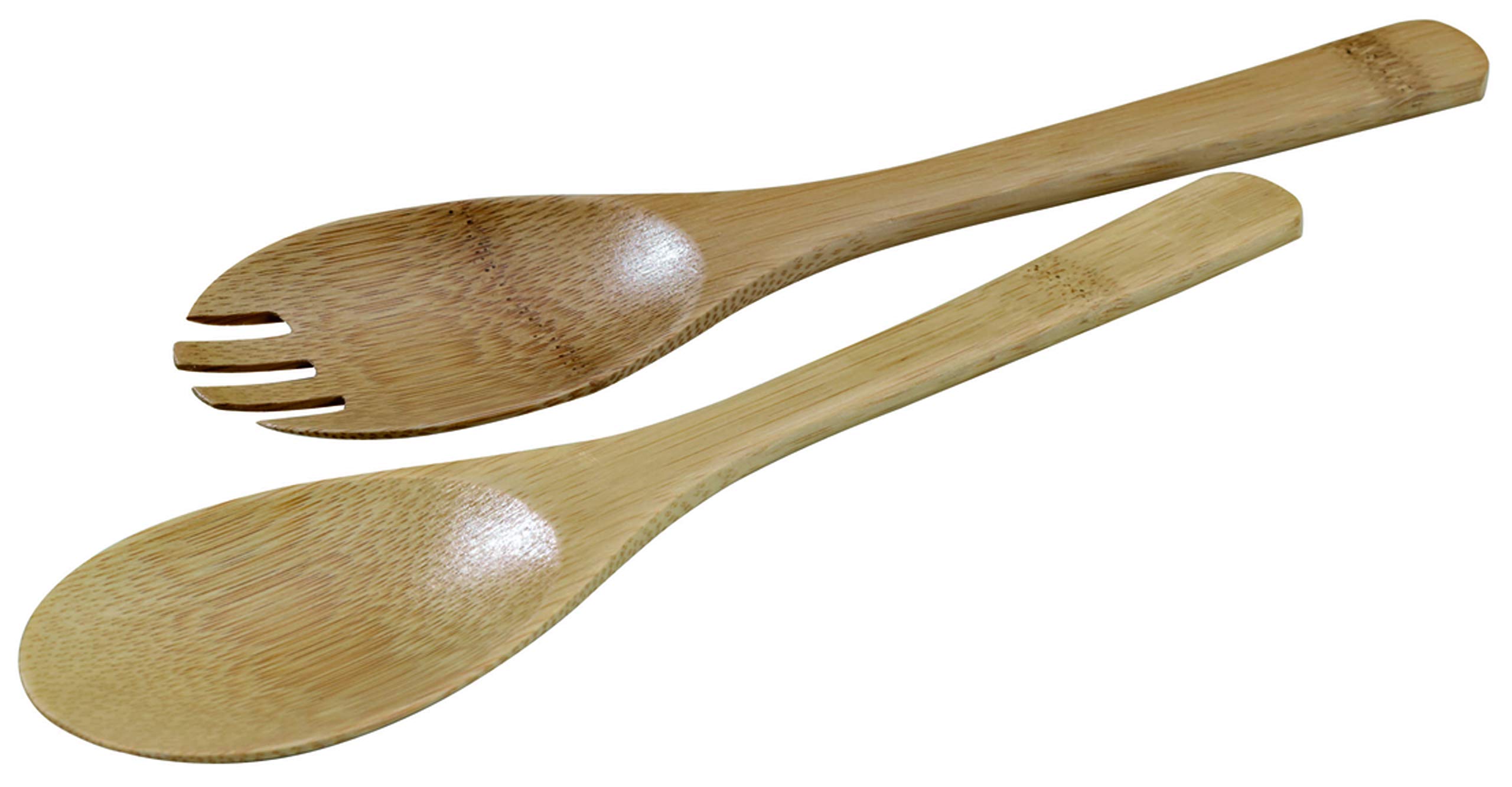 PACKNWOOD 2-Piece Bamboo Serving Spoon and Fork Set - Large Wooden Utensils for Salad Mixing (10 Inch) - Durable & Eco-Friendly Kitchen Tools for Parties, BBQ, Picnics, and Family Gatherings - 50-Pack Bulk Set