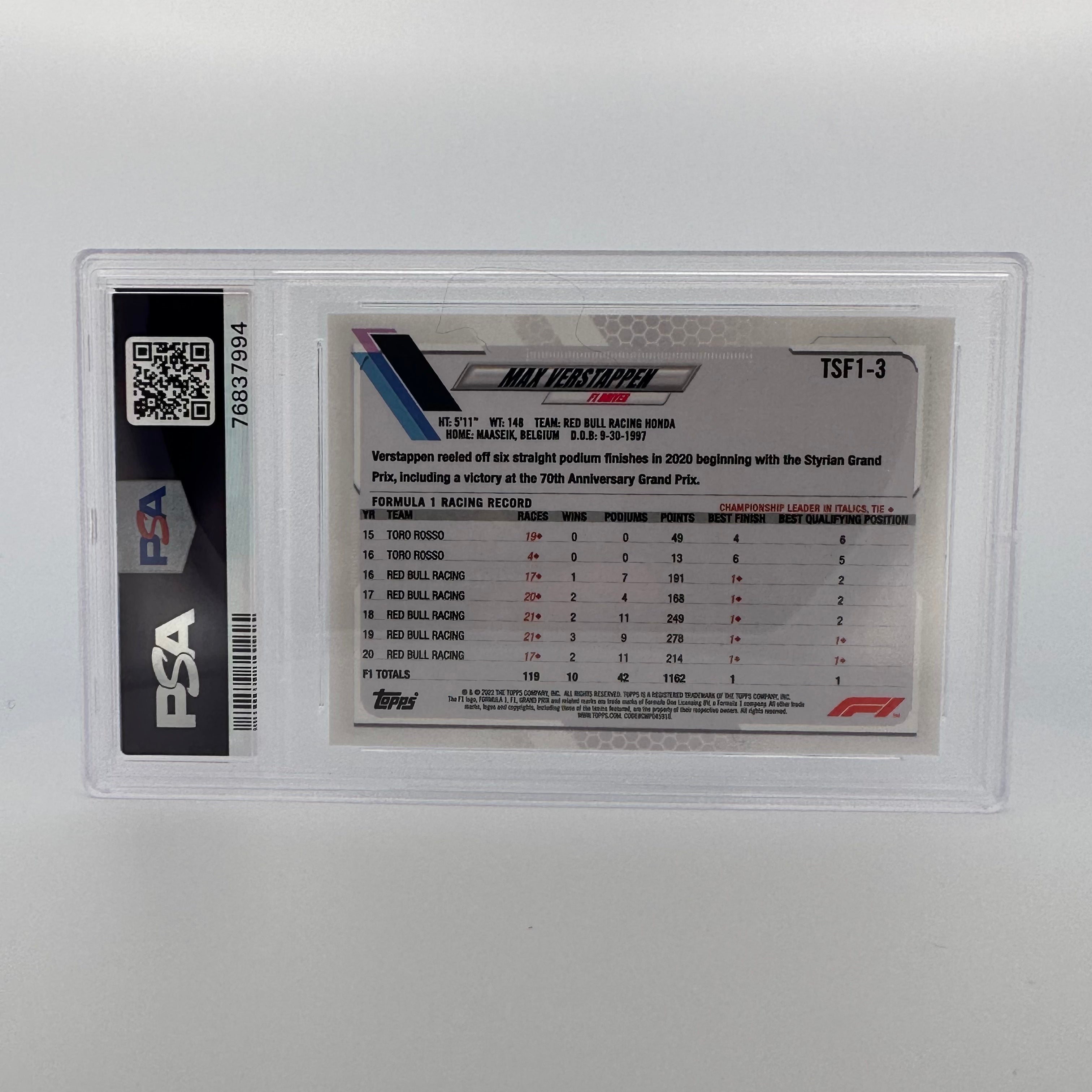 PSA 10 Graded MAX VERSTAPPEN #3 2023 Industry Conference Trading Card - Perfect for F1 Collectors, Sports Memorabilia Enthusiasts & Investment Portfolio