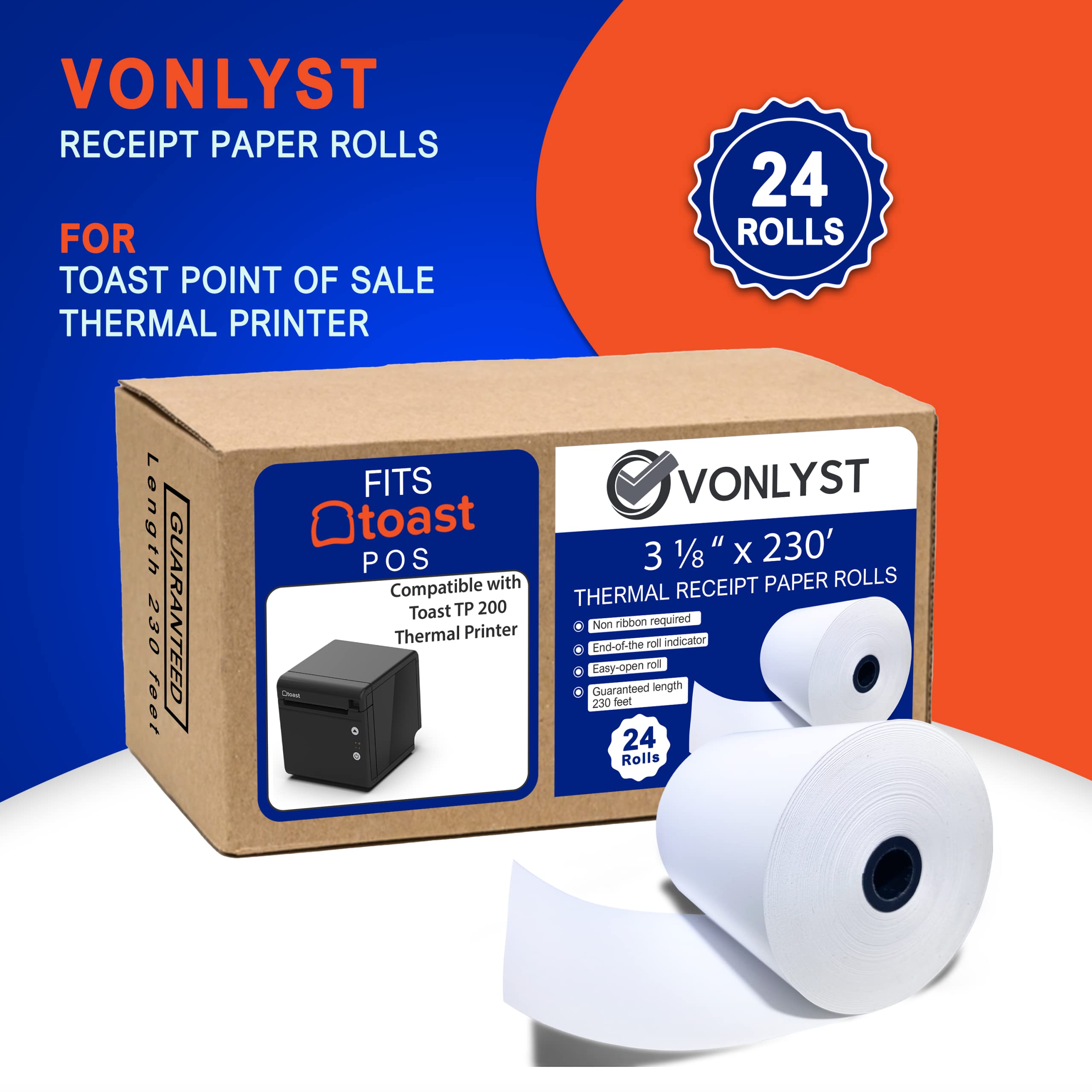Thermal Paper Rolls for TP200 POS Printer - 24 Rolls for Receipts & Tickets