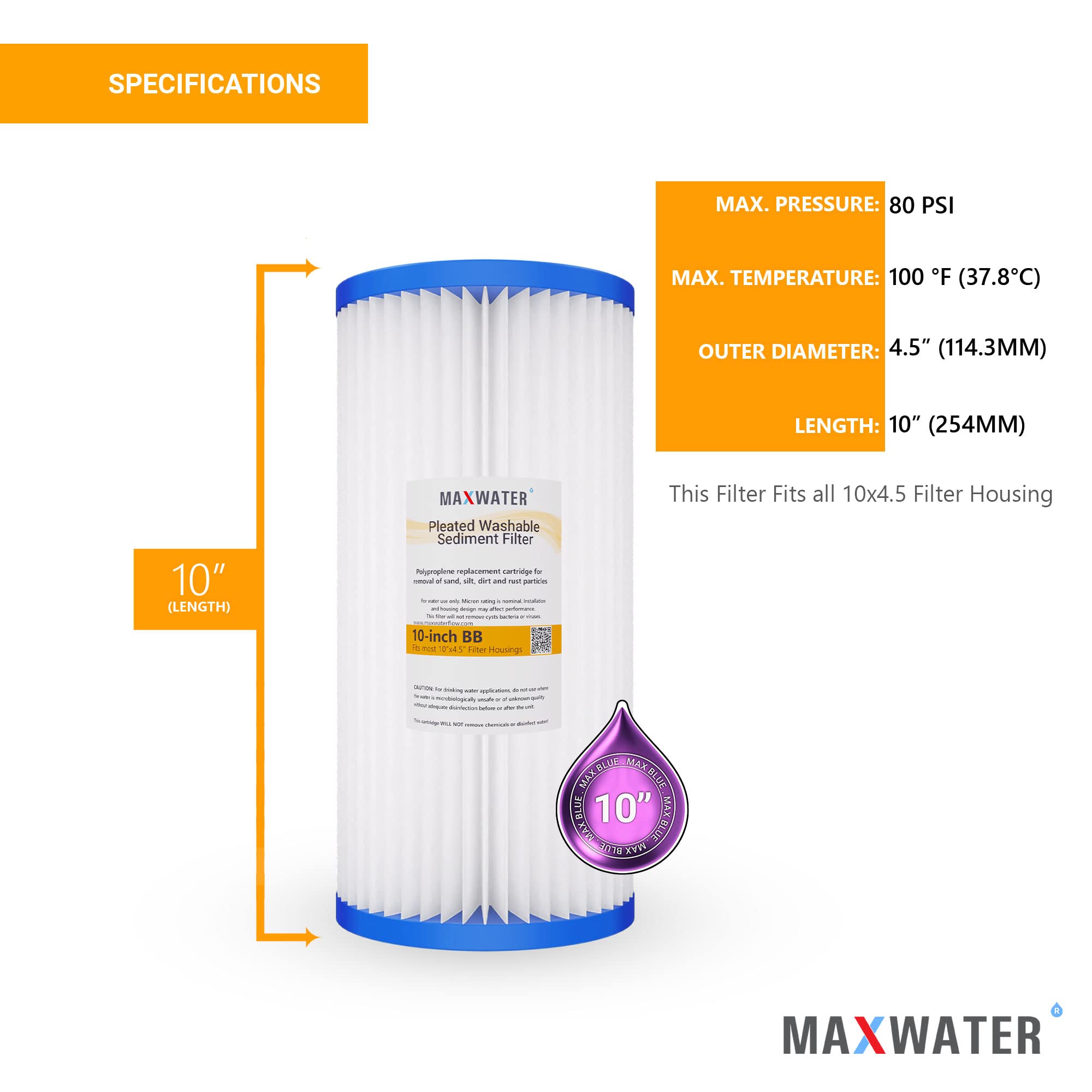 12 Pack Max Water 5 Micron 10