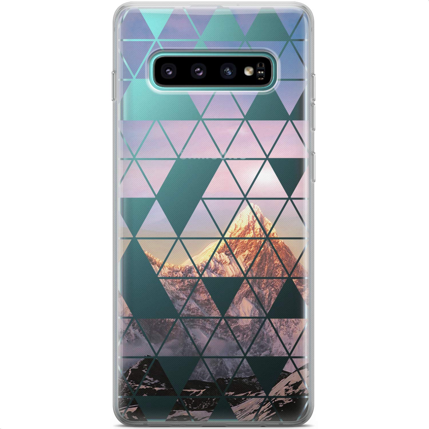 Samsung Galaxy S24 S23 Ultra S22 5G Plus S21 FE S20 S10 Phone Case - Slim Lightweight TPU Silicone Protective Cover with Mountain Triangle Geometric Design | Perfect for Outdoor Adventures, Travel & Everyday Use