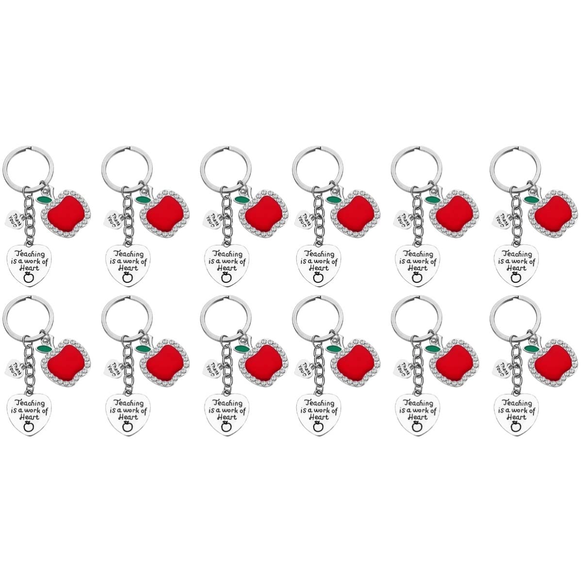 NUOBESTY 2pcs Teacher Graduation Gift Keychain Set - Heart Shaped Thank You Key Ring for Teachers, Graduates & Educators - Perfect for Teacher Appreciation Week, End of Year Gifts & Retirement Celebrations