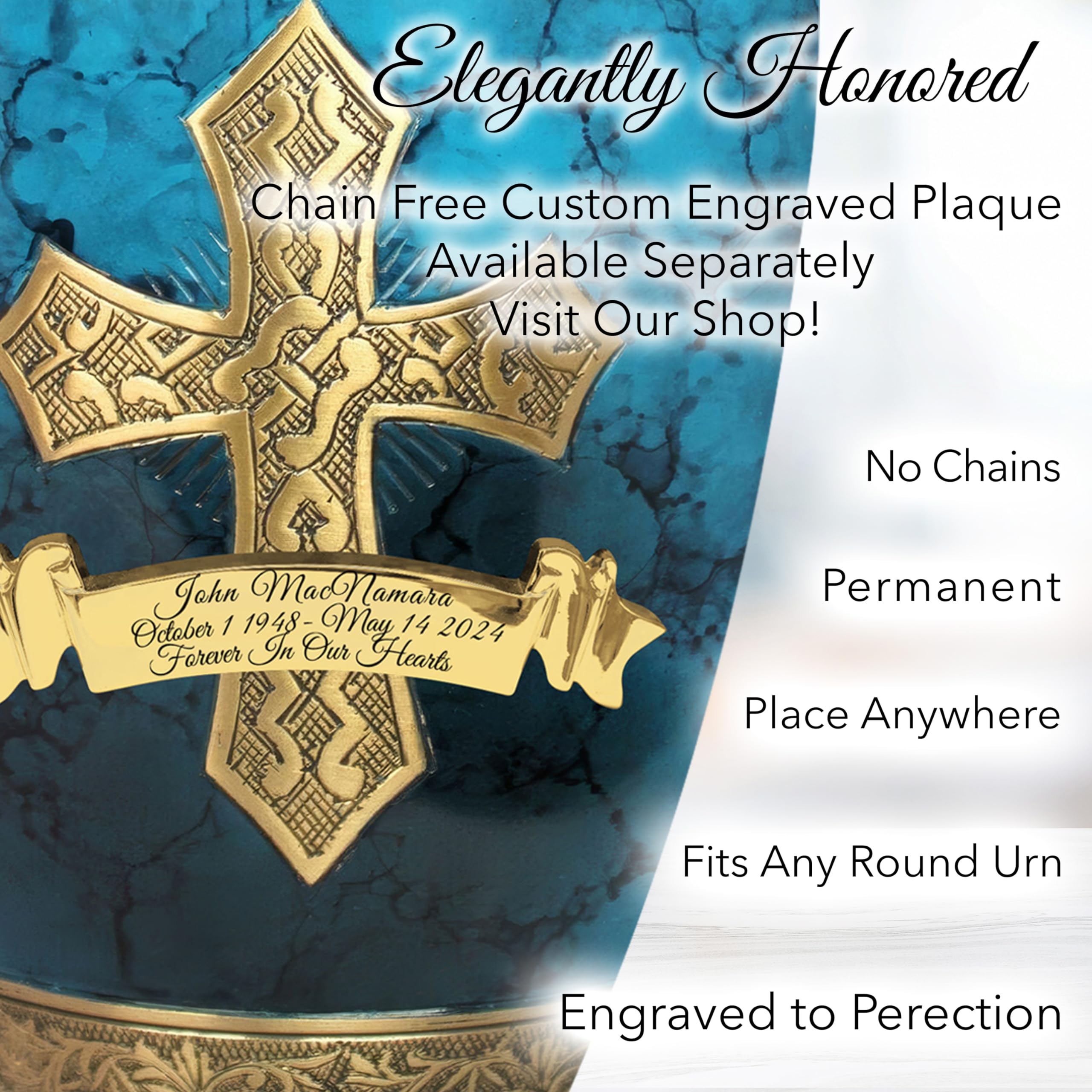 Blue Cross Cremation Urn for Ashes - Personalized Adult Male Urn for Human Ashes | Handcrafted Decorative Urn with Cross Design | Large Capacity Memorial Urn for Funeral, Memorial Service & Home Display