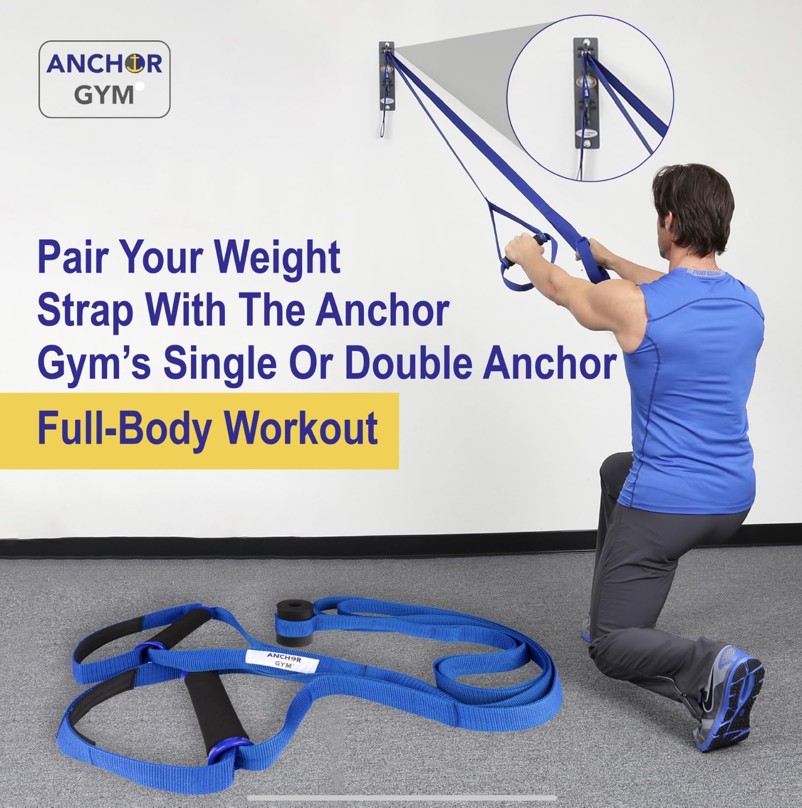 Anchor Gym Body Weight Resistance Strap - Comfortable Adjustable Exercise Bands for Home Workouts, Strength Training, Yoga & Fitness - Perfect for Full Body Training, Muscle Toning and Physical Therapy