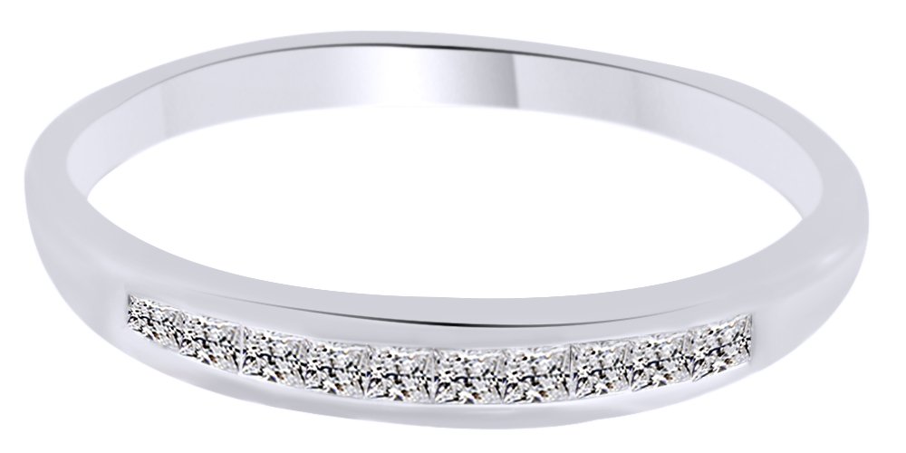 10K Solid Gold White Natural Diamond Anniversary Band Ring for Women (0.2 CTTW) - Perfect for Weddings, Anniversaries & Special Occasions
