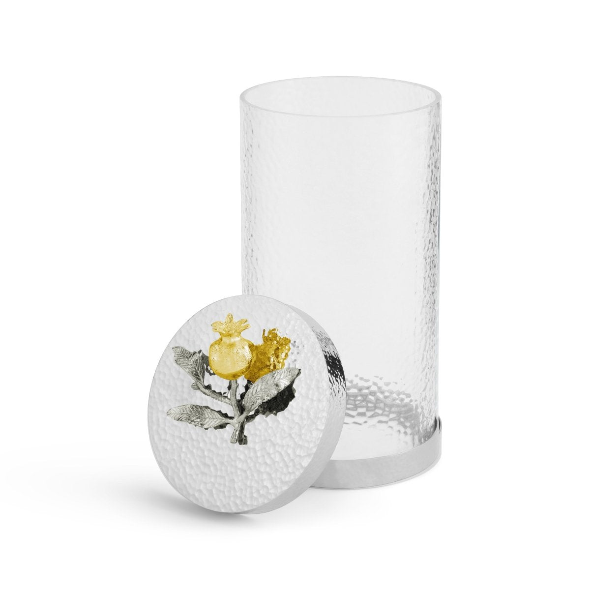 Elegant Pomegranate Silver & Gold Canisters - Premium Home Storage Containers for Kitchen, Bathroom & Office Organization