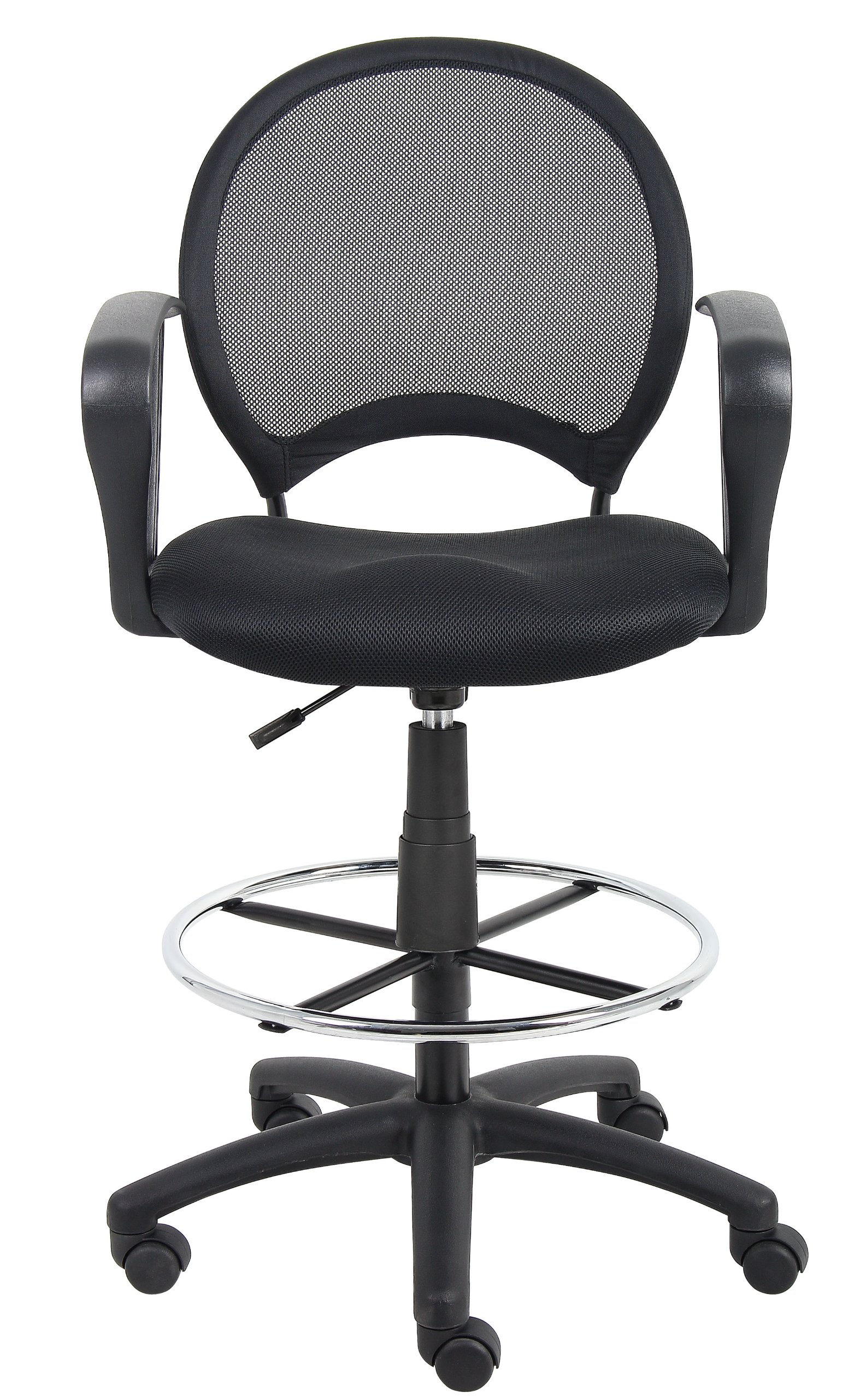Black Mesh Drafting Stool with Loop Arms - Ergonomic Adjustable Office Chair for Architects, Artists & Designers - Perfect for Drafting Tables, Art Studios & Home Offices