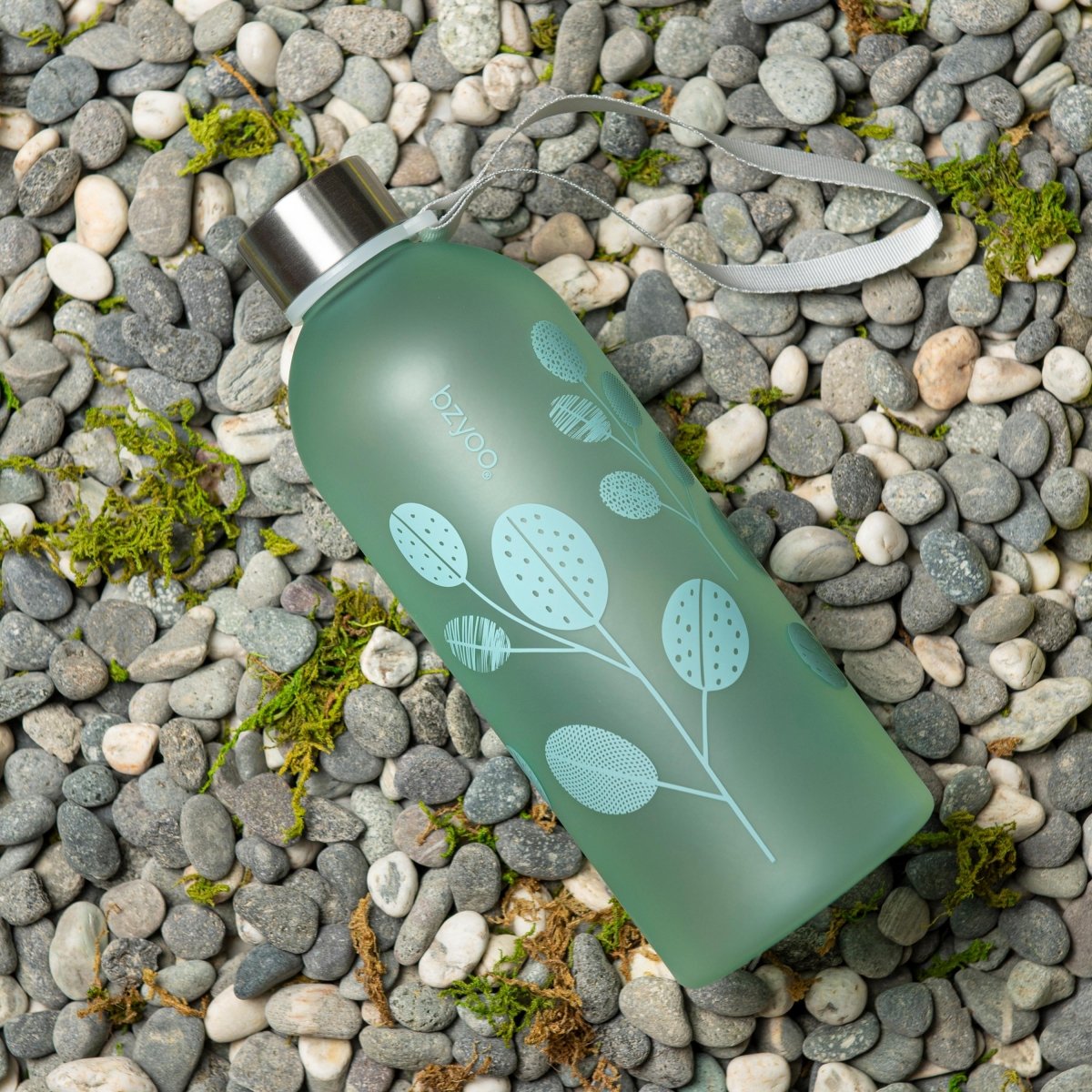 32oz Time Marker Tritan Water Bottle with Carrying Strap - BPA Free Leak Proof Sports Water Bottle for Gym, Hiking & Outdoor Activities - Leaf Green